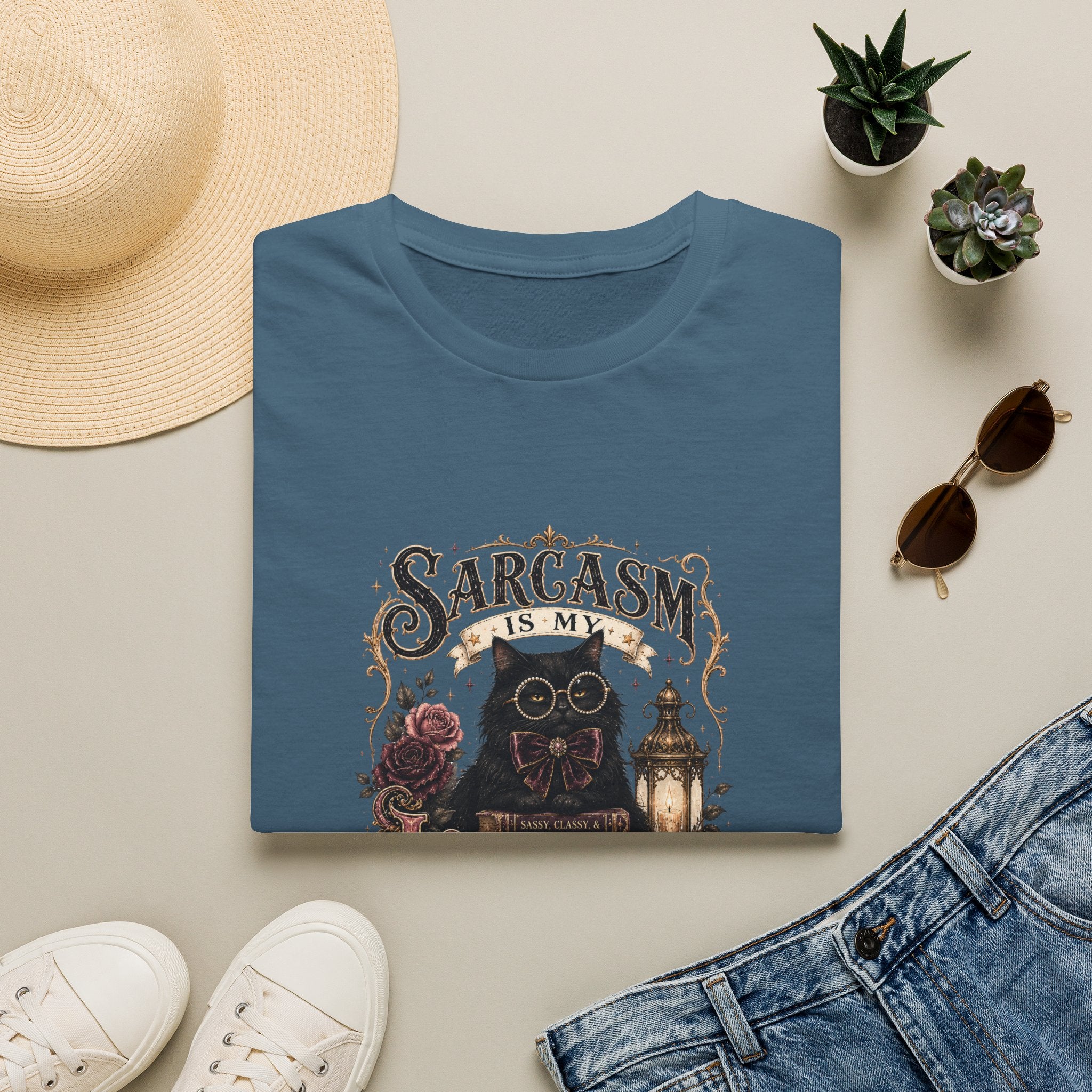 Sarcasm Is My Love Language Cat T-Shirt — Funny Gift for Her Vintage Graphic Tee