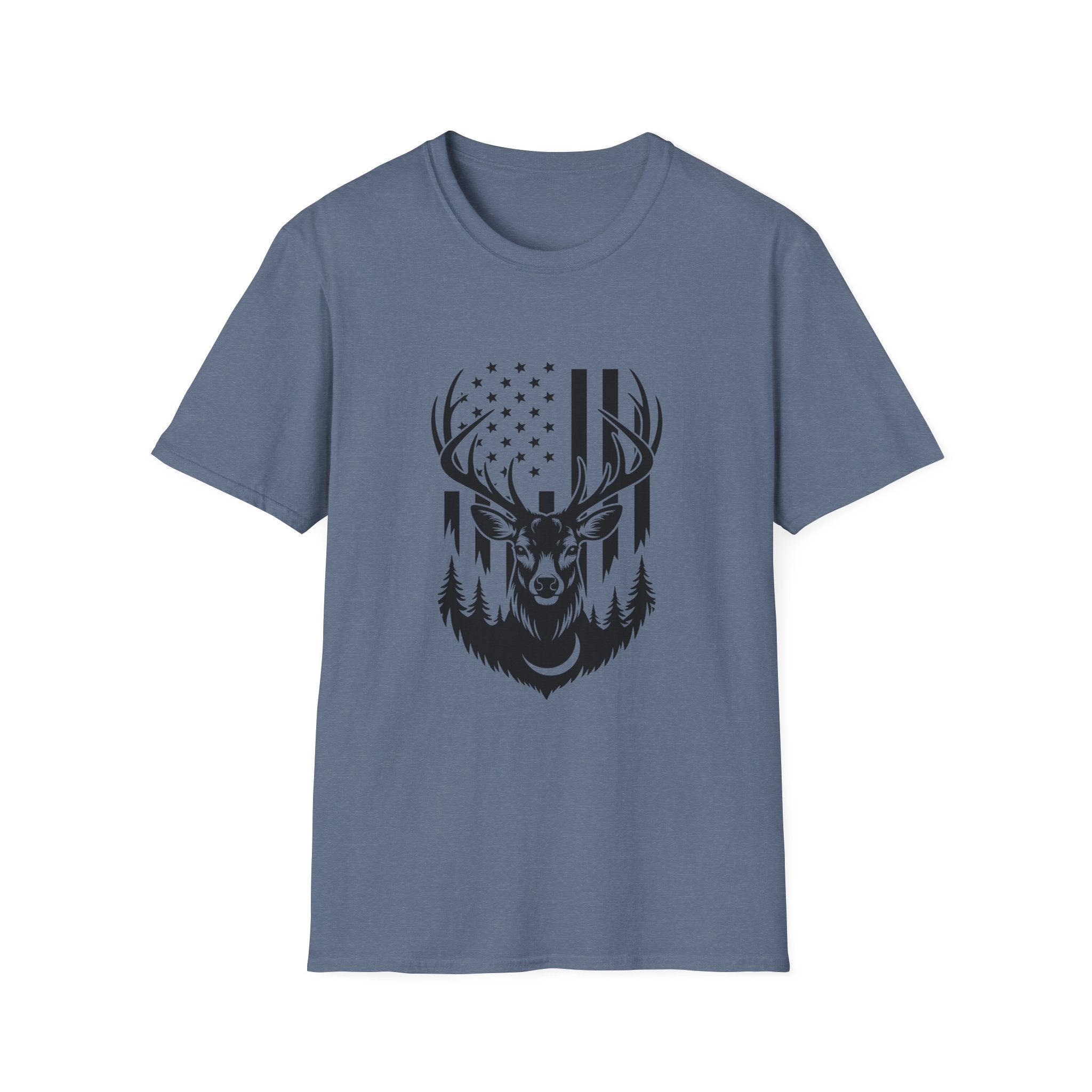 Rustic American Flag Buck T-Shirt — Patriotic Hunting Gift for Men Wildlife Tee