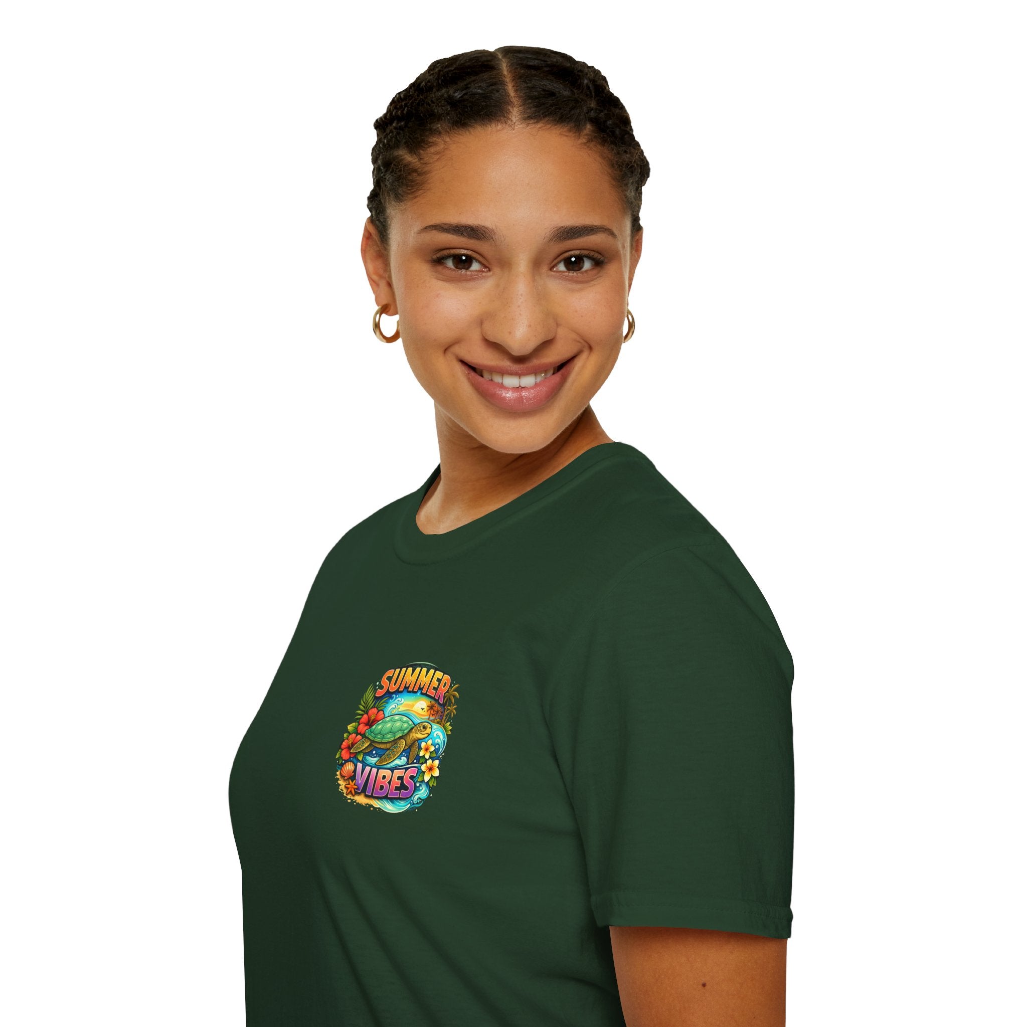 Summer Vibes Sea Turtle T-Shirt — Cute Beach Gift for Women Surf Floral Graphic Tee