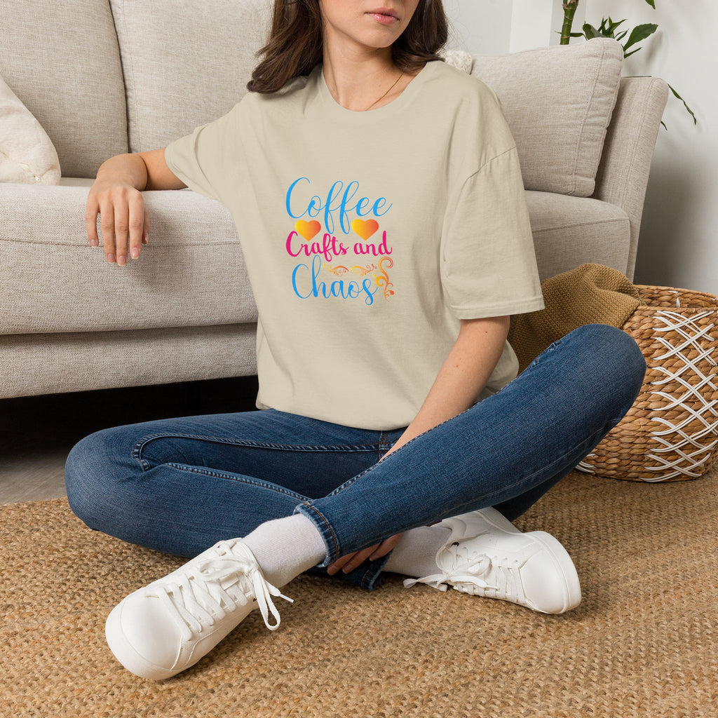 Coffee Crafts and Chaos T-Shirt — Funny Gift for Crafty Women Sarcastic Graphic Tee