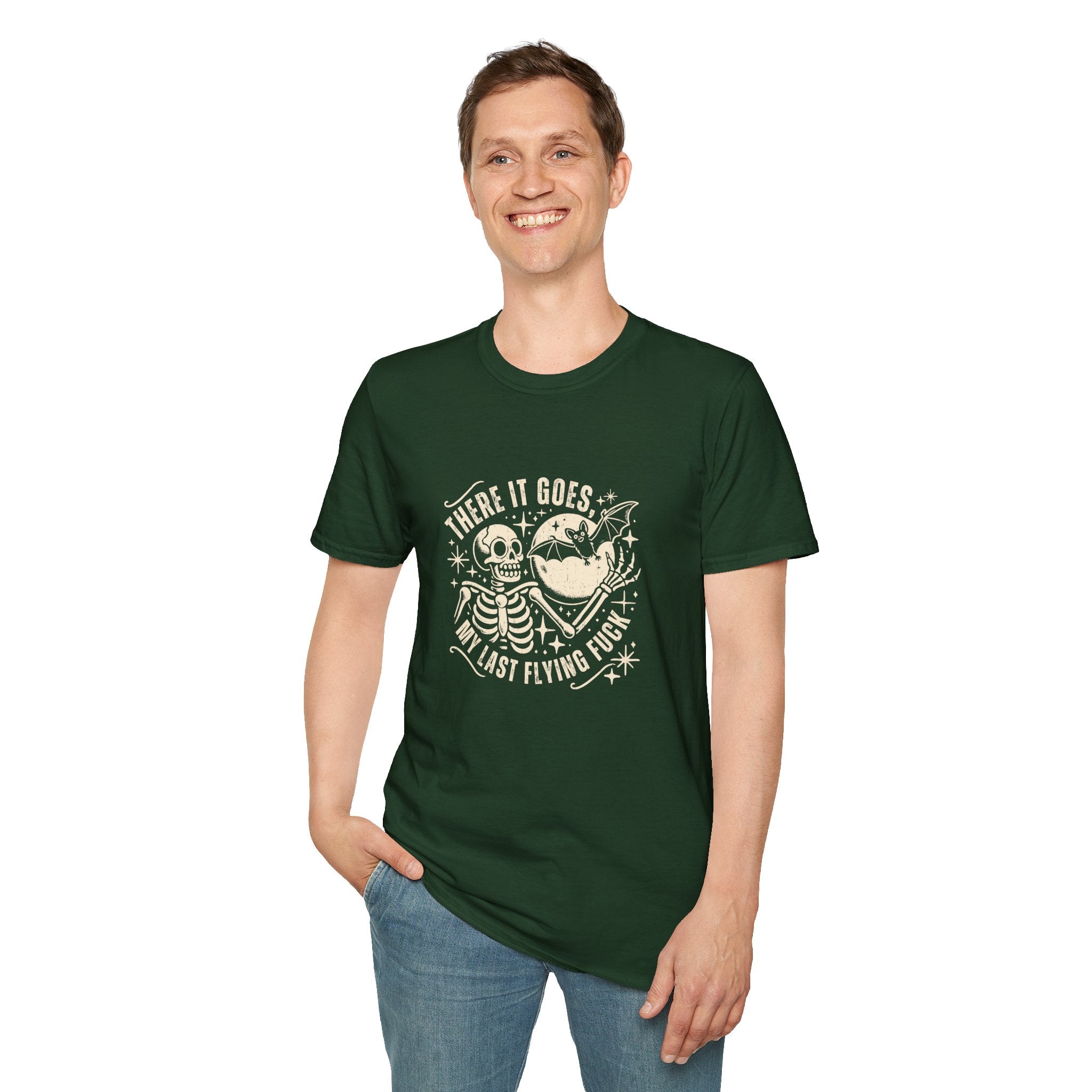 There It Goes Skull Moon & Bat T-Shirt — Cute Halloween Gift for Women Graphic Tee
