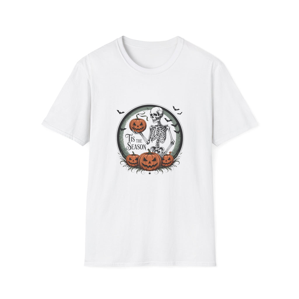 Tis the Season Skeleton Pumpkin T-Shirt — Funny Halloween Gift for Women Graphic Tee
