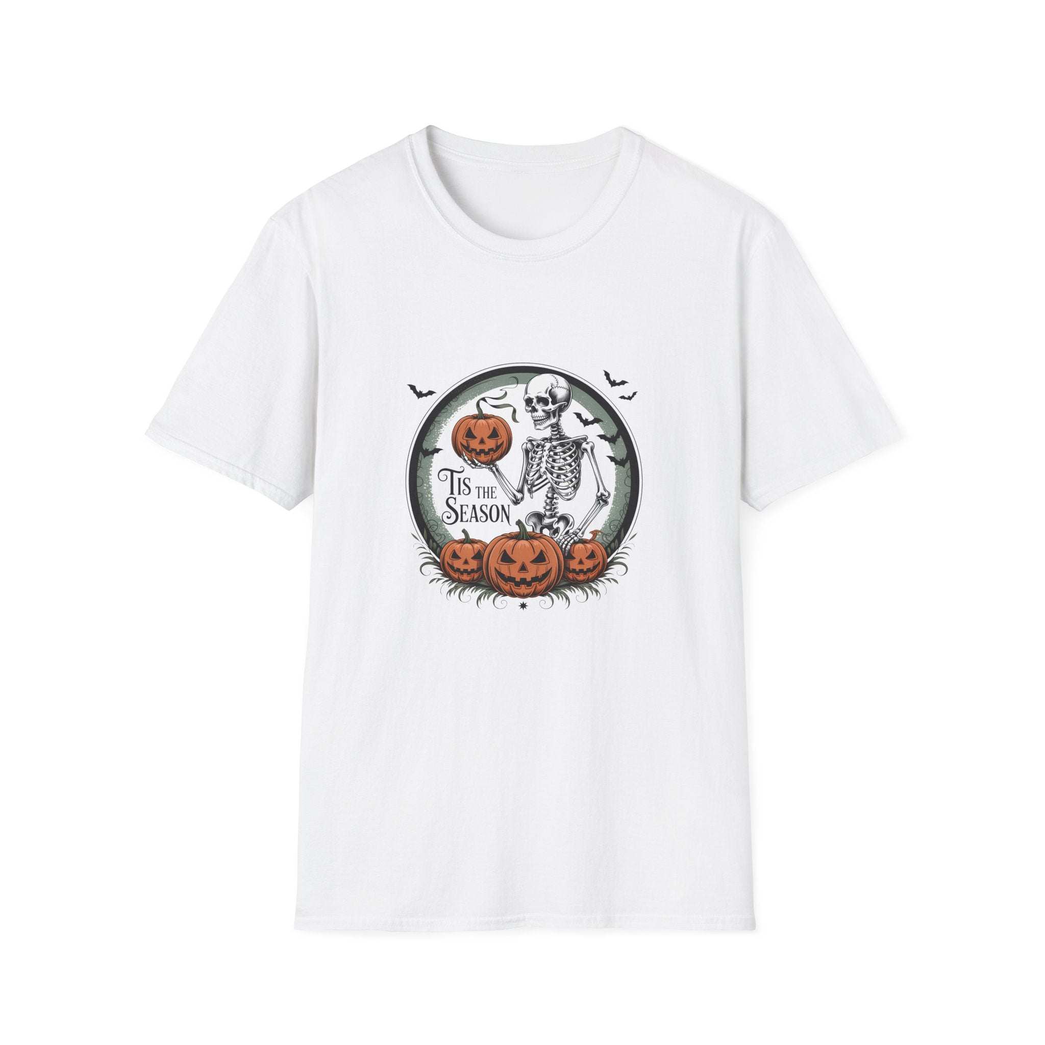 Tis the Season Skeleton Pumpkin T-Shirt — Funny Halloween Gift for Women Graphic Tee