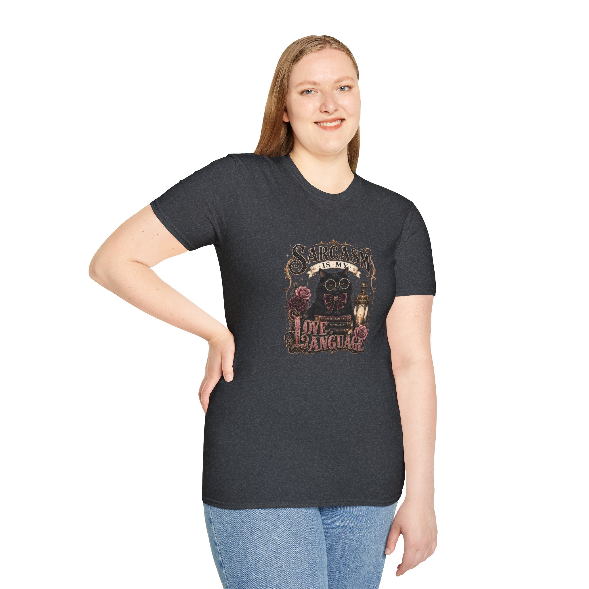 Sarcasm Is My Love Language Cat T-Shirt — Funny Gift for Her Vintage Graphic Tee