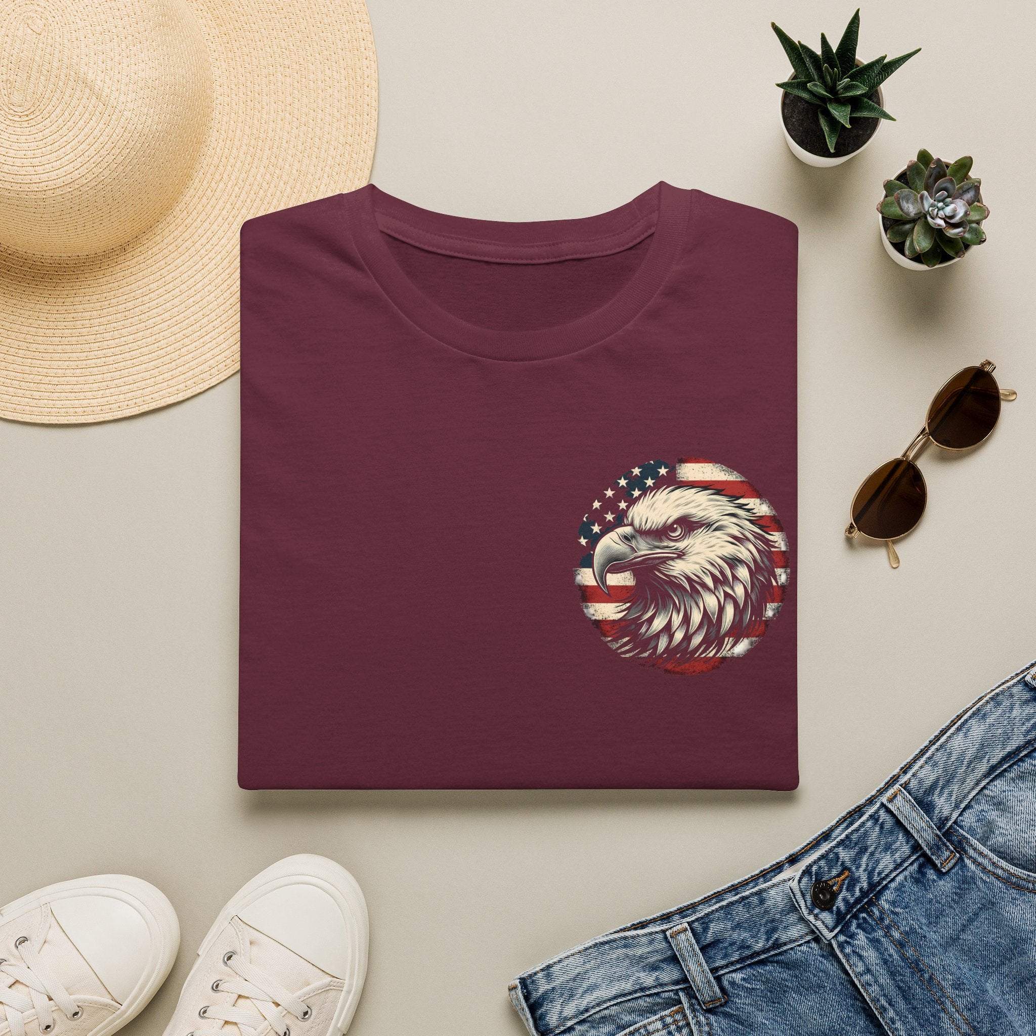 Patriotic Bald Eagle T-Shirt — American Flag Gift for Him Fourth of July Graphic Tee
