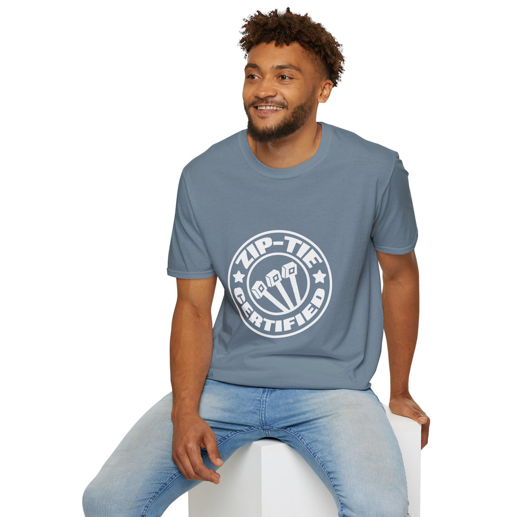 Zip-Tie Certified T-Shirt — Funny Handyman Gift for Him Bold Graphic Tee