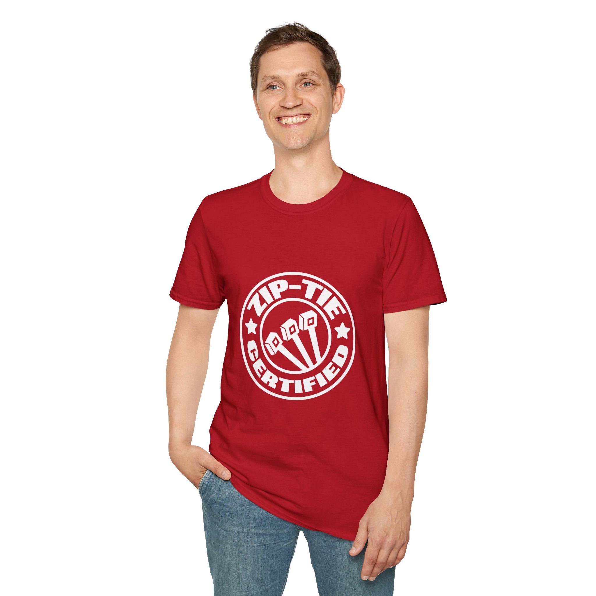 Zip-Tie Certified T-Shirt — Funny Handyman Gift for Him Bold Graphic Tee