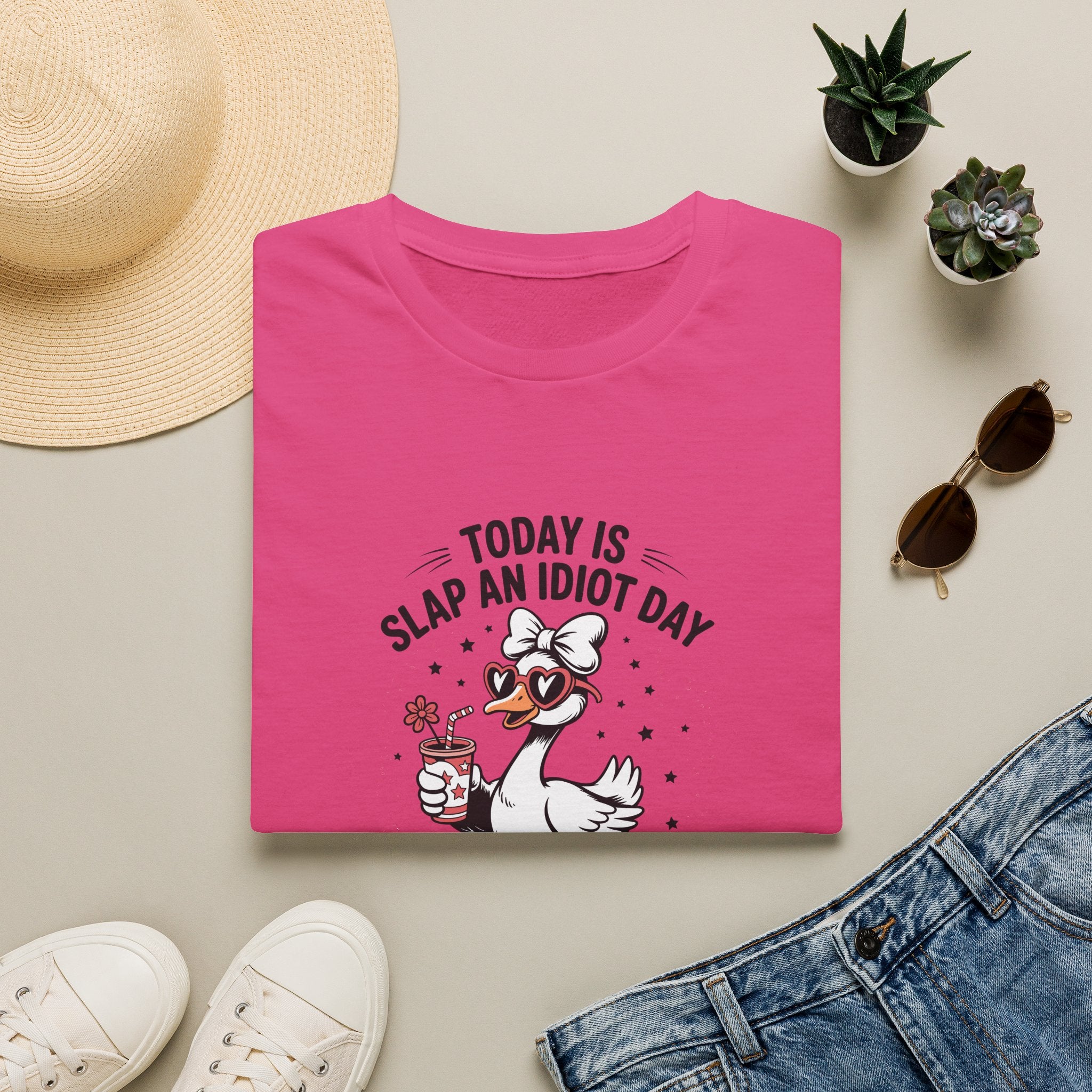 Today Is Slap An Idiot Day Duck T-Shirt — Funny Sarcastic Gift for Her Graphic Tee