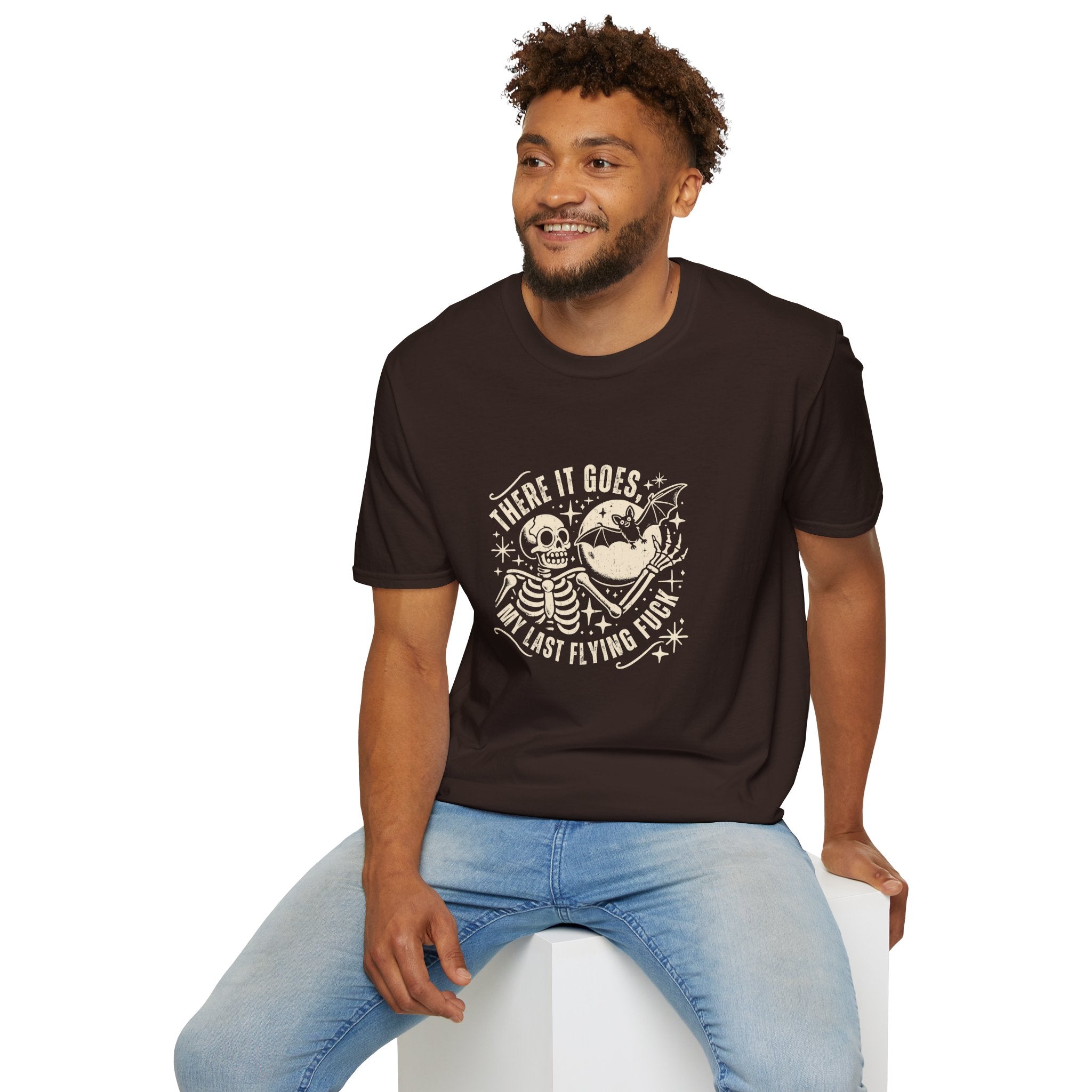 There It Goes Skull Moon & Bat T-Shirt — Cute Halloween Gift for Women Graphic Tee