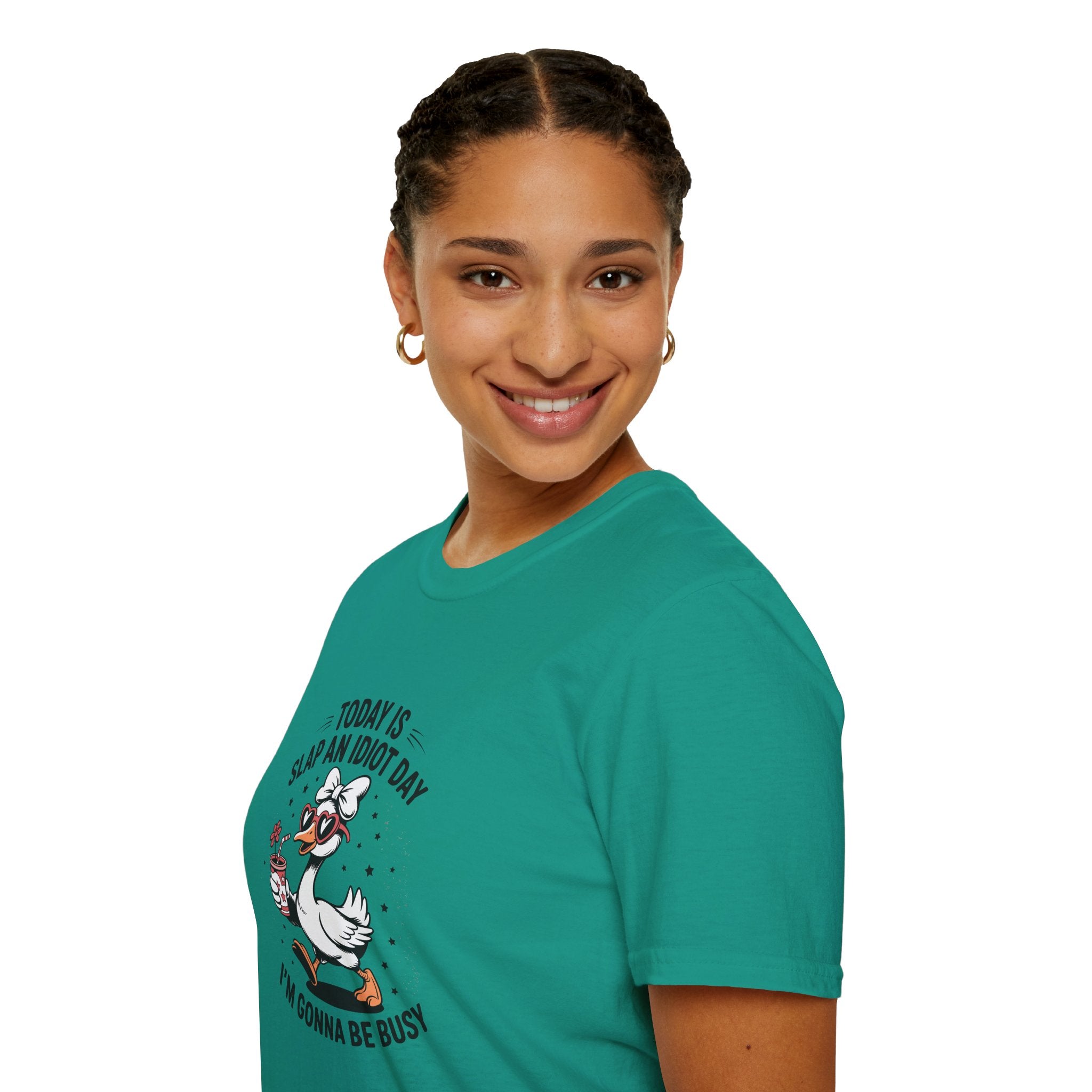 Today Is Slap An Idiot Day Duck T-Shirt — Funny Sarcastic Gift for Her Graphic Tee