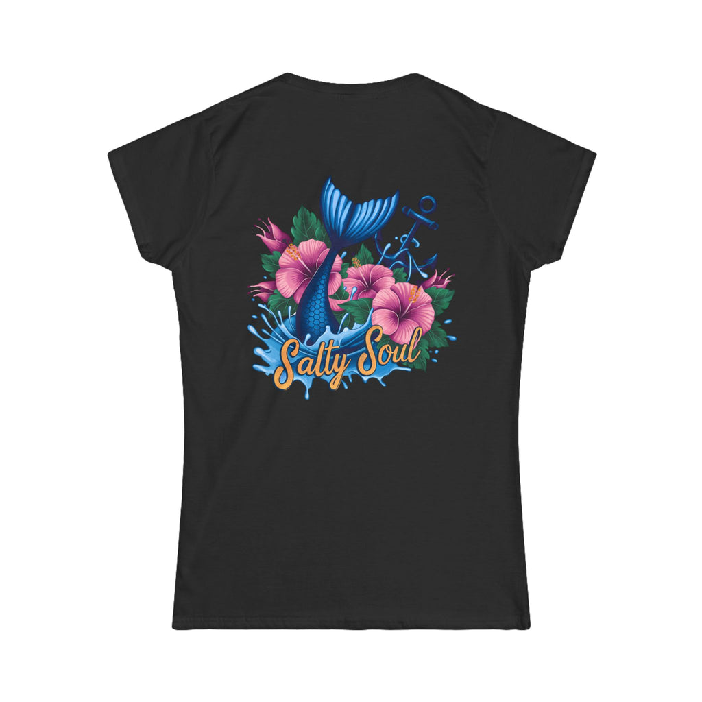 Salty Soul Floral Anchor Beach T-Shirt — Cute Nautical Gift for Women Graphic Tee