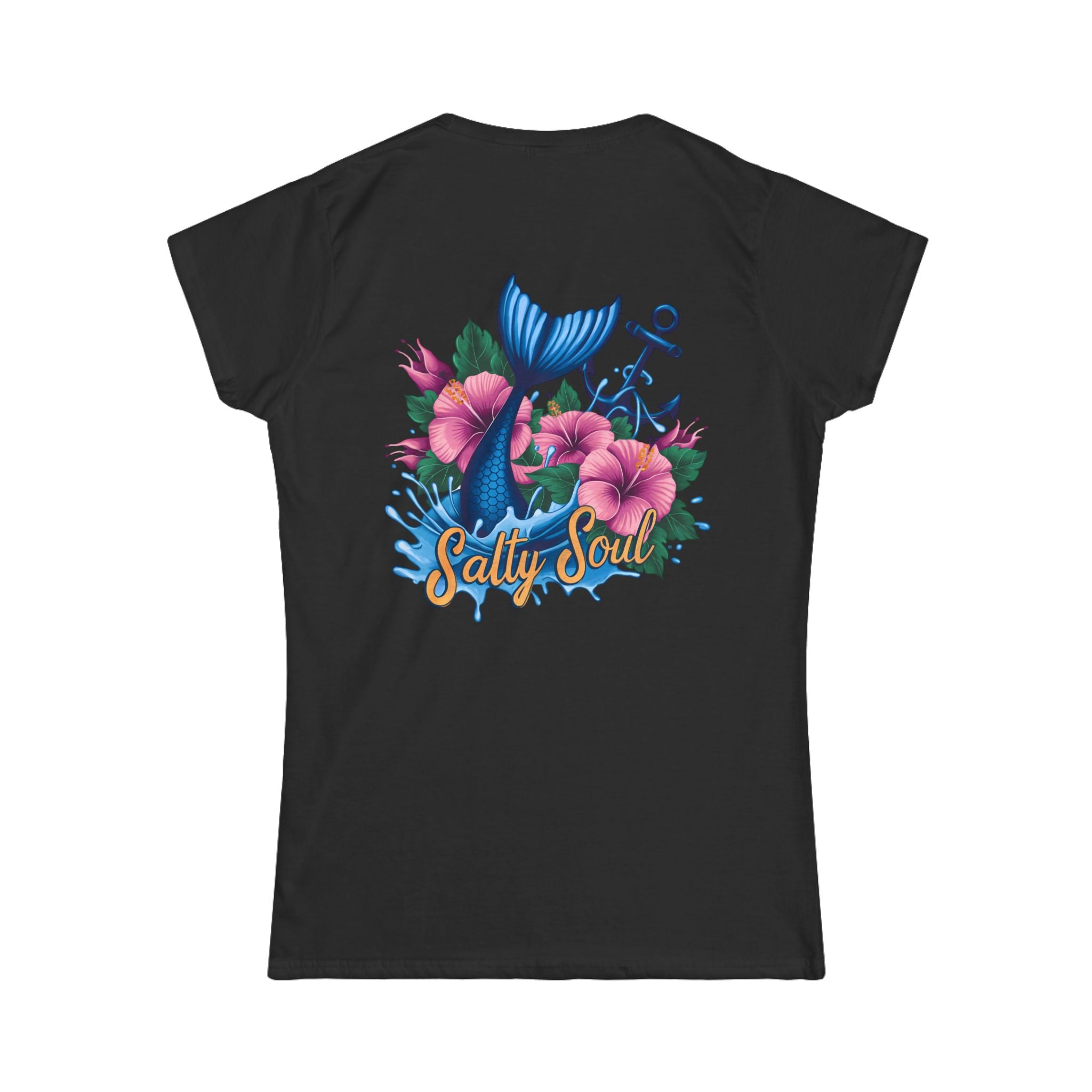 Salty Soul Floral Anchor Beach T-Shirt — Cute Nautical Gift for Women Graphic Tee