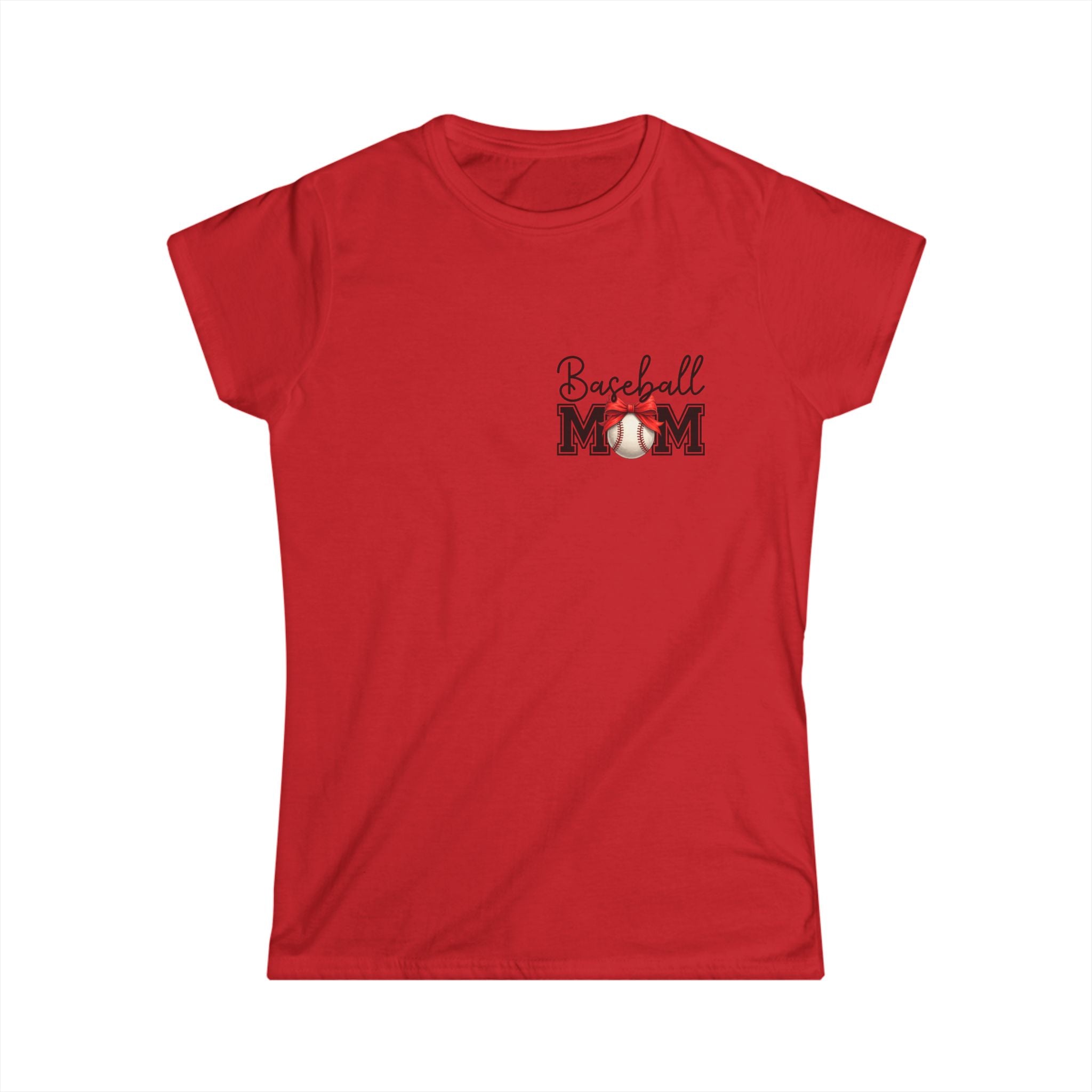 Baseball Mom Script T-Shirt — Cute Bow Gift for Sports Moms Game Day Tee