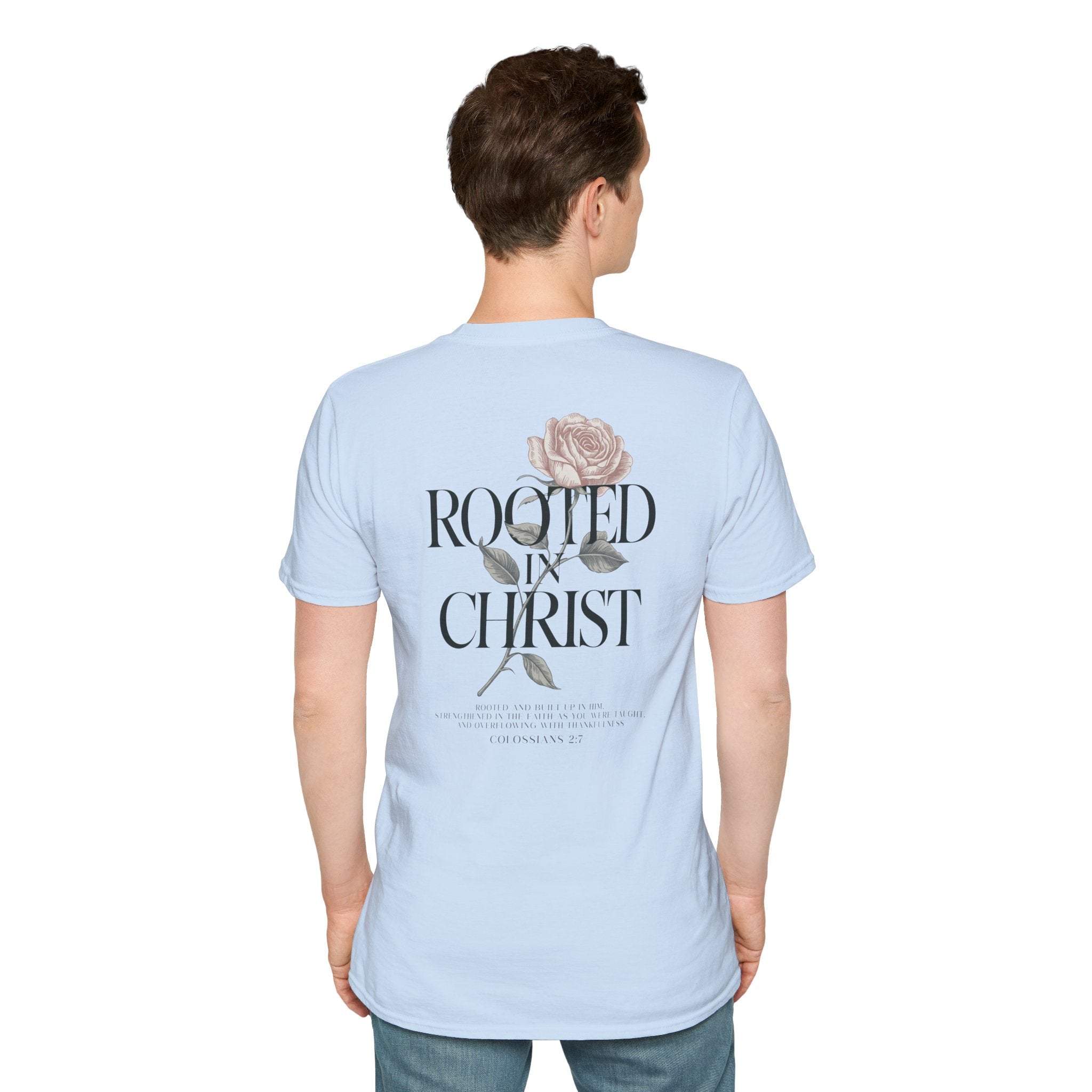 Rooted in Christ Floral T-Shirt — Christian Gift for Women Faith Graphic Tee