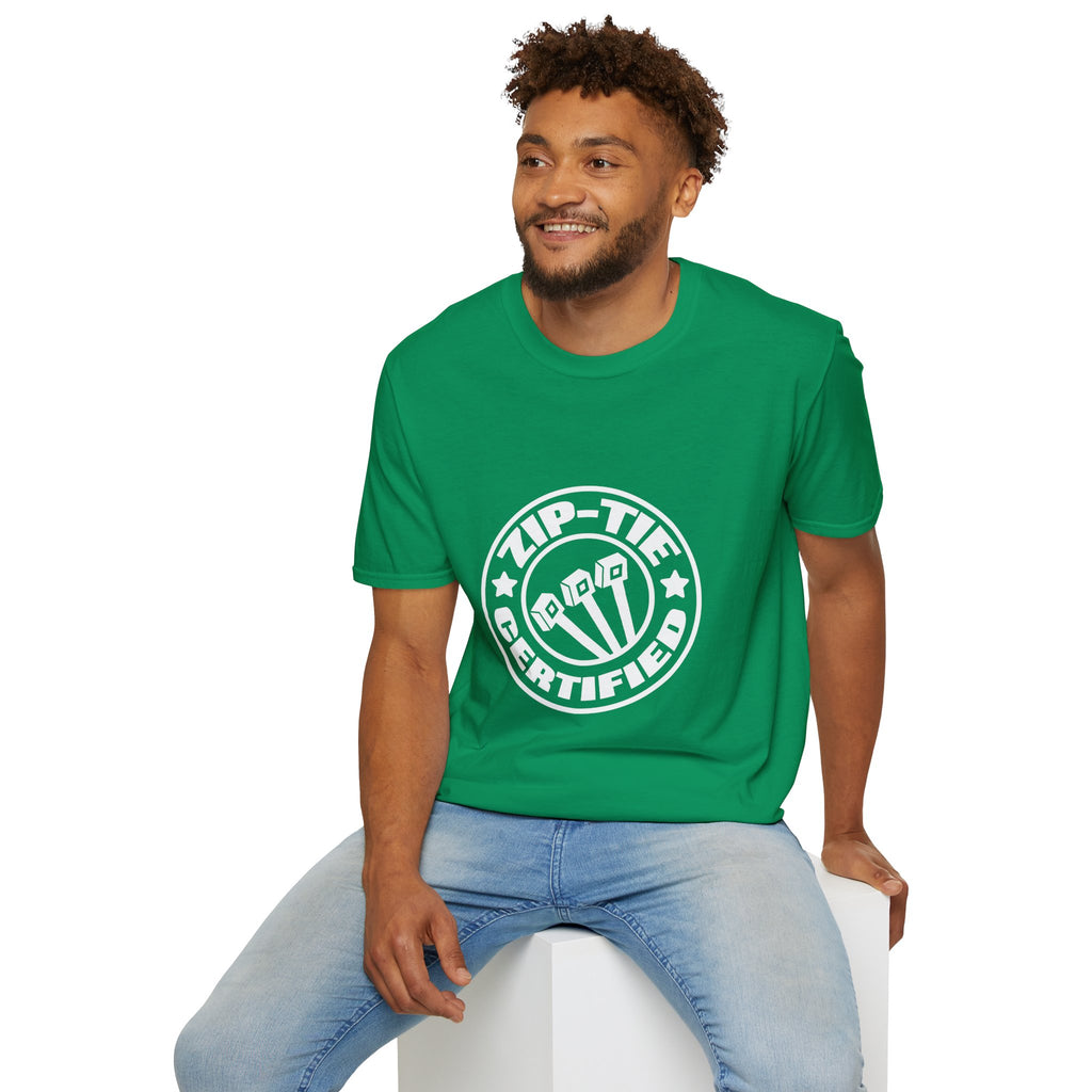 Zip-Tie Certified T-Shirt — Funny Handyman Gift for Him Bold Graphic Tee