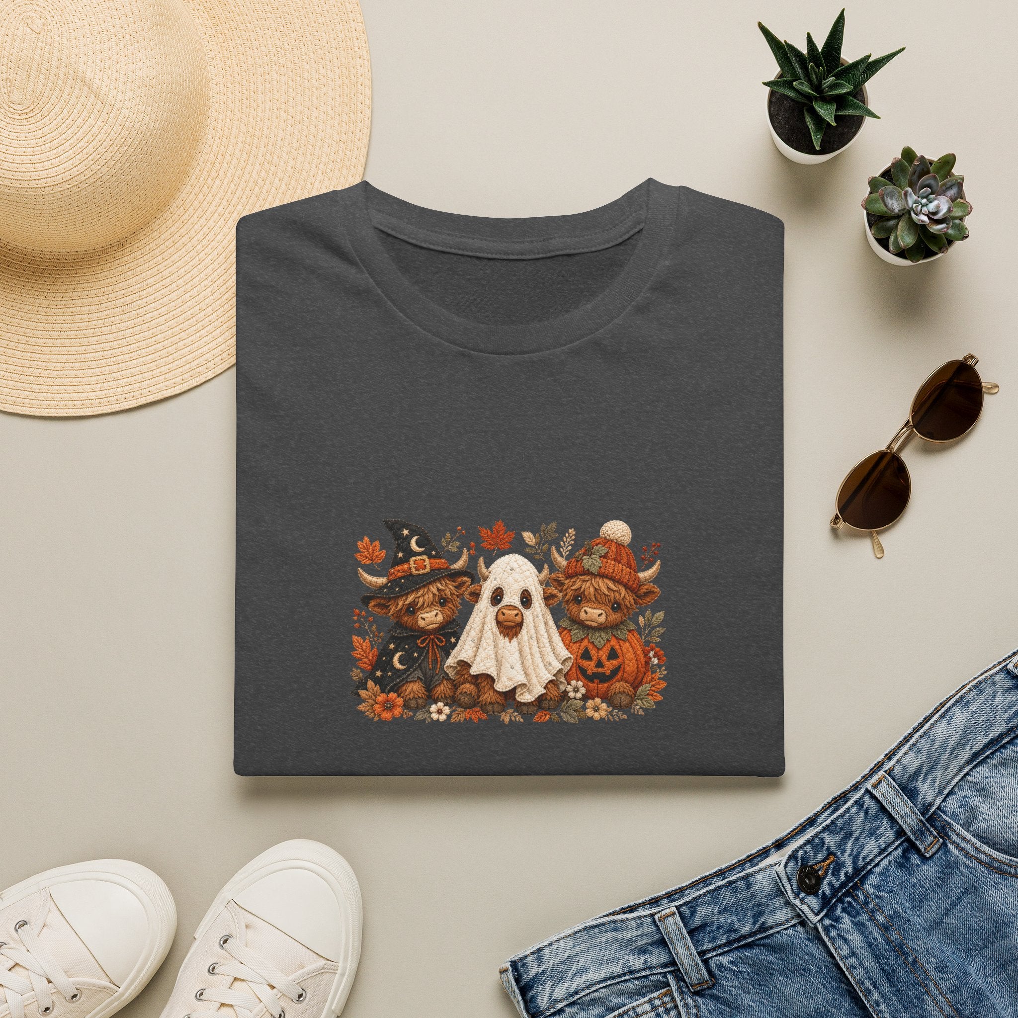 Halloween Cows Trio T-Shirt — Cute Funny Gift for Her Ghost & Pumpkin Fall Tee