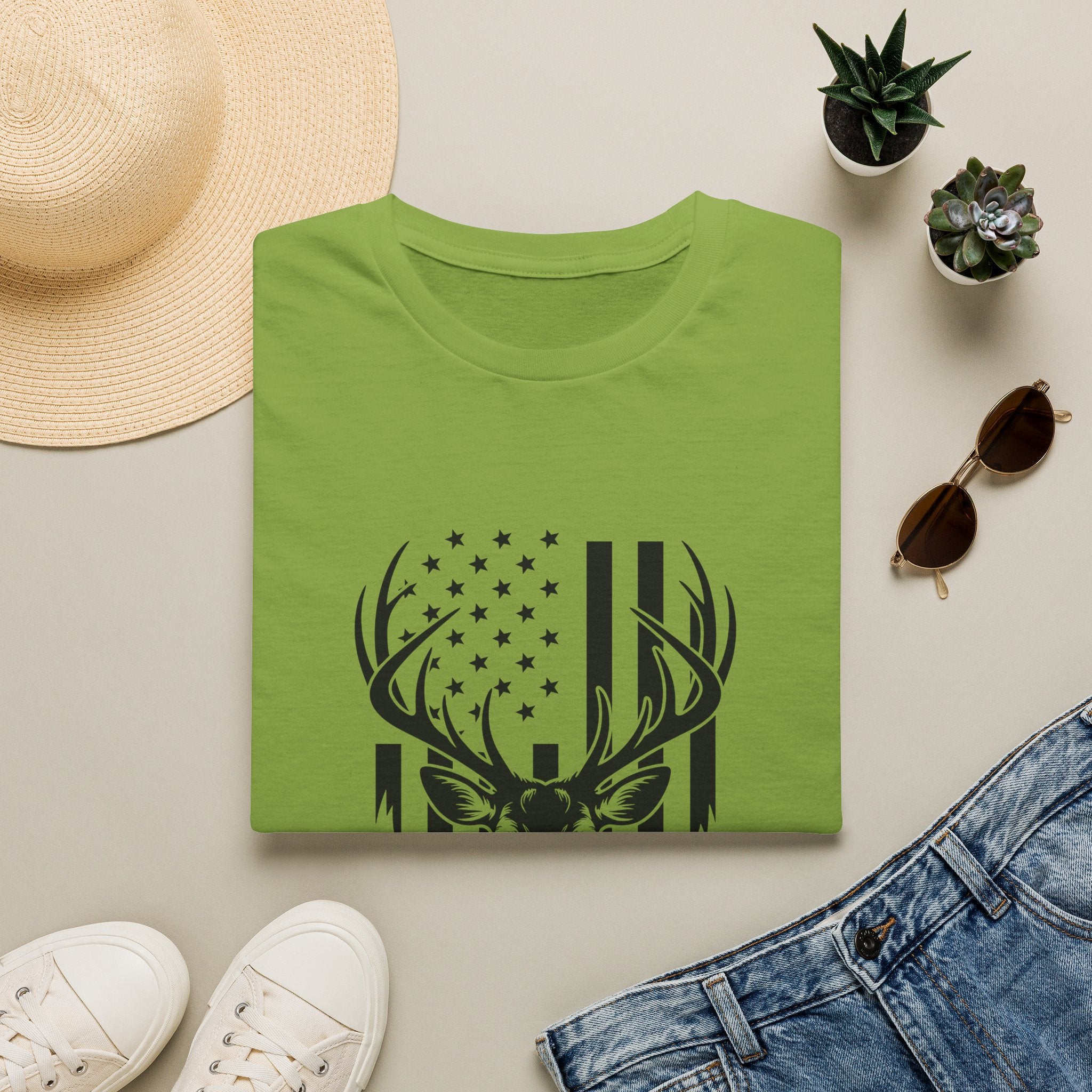 Rustic American Flag Buck T-Shirt — Patriotic Hunting Gift for Men Wildlife Tee