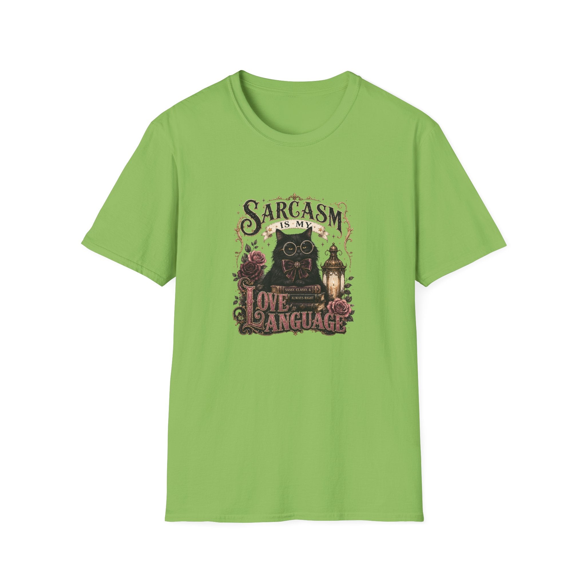 Sarcasm Is My Love Language Cat T-Shirt — Funny Gift for Her Vintage Graphic Tee