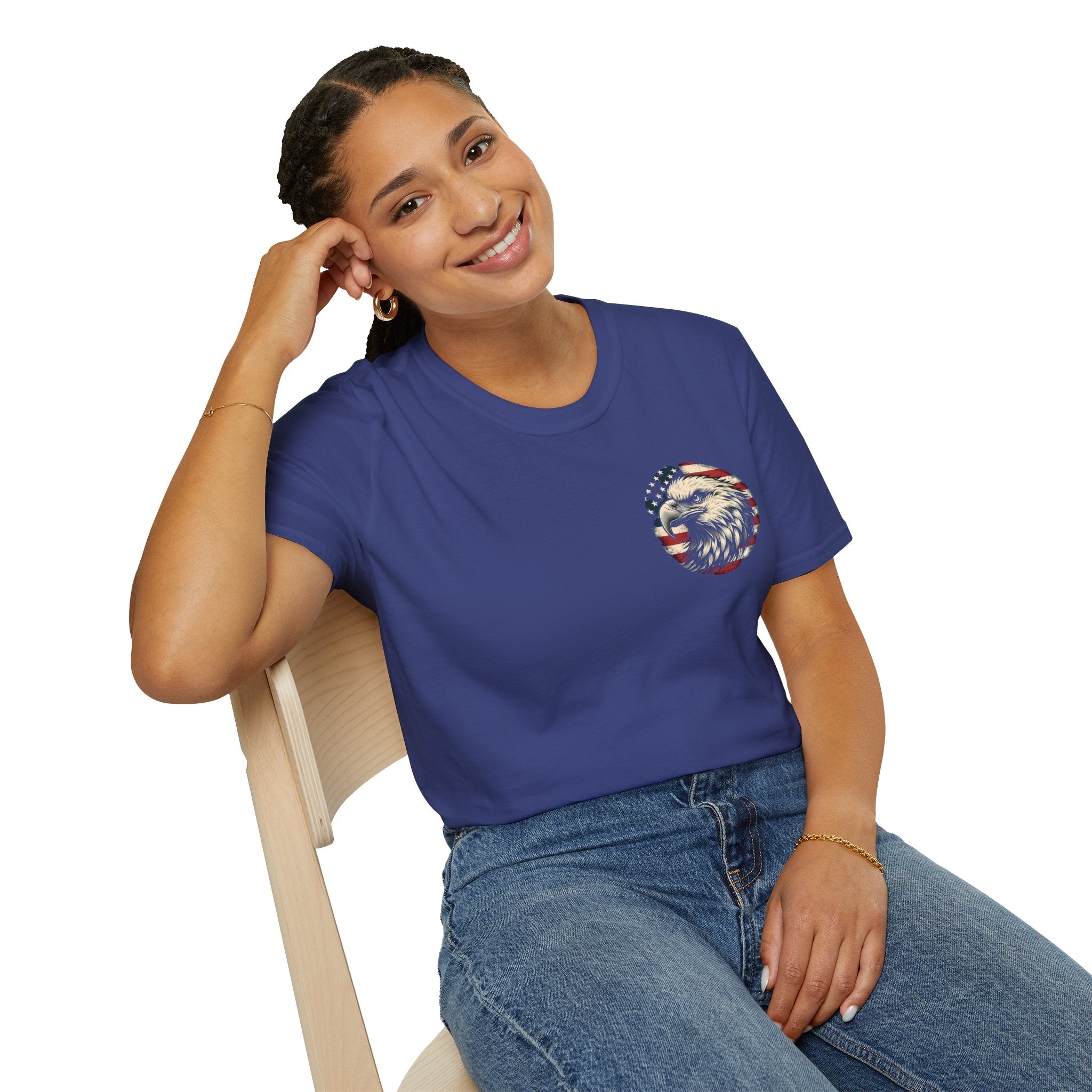 Patriotic Bald Eagle T-Shirt — American Flag Gift for Him Fourth of July Graphic Tee