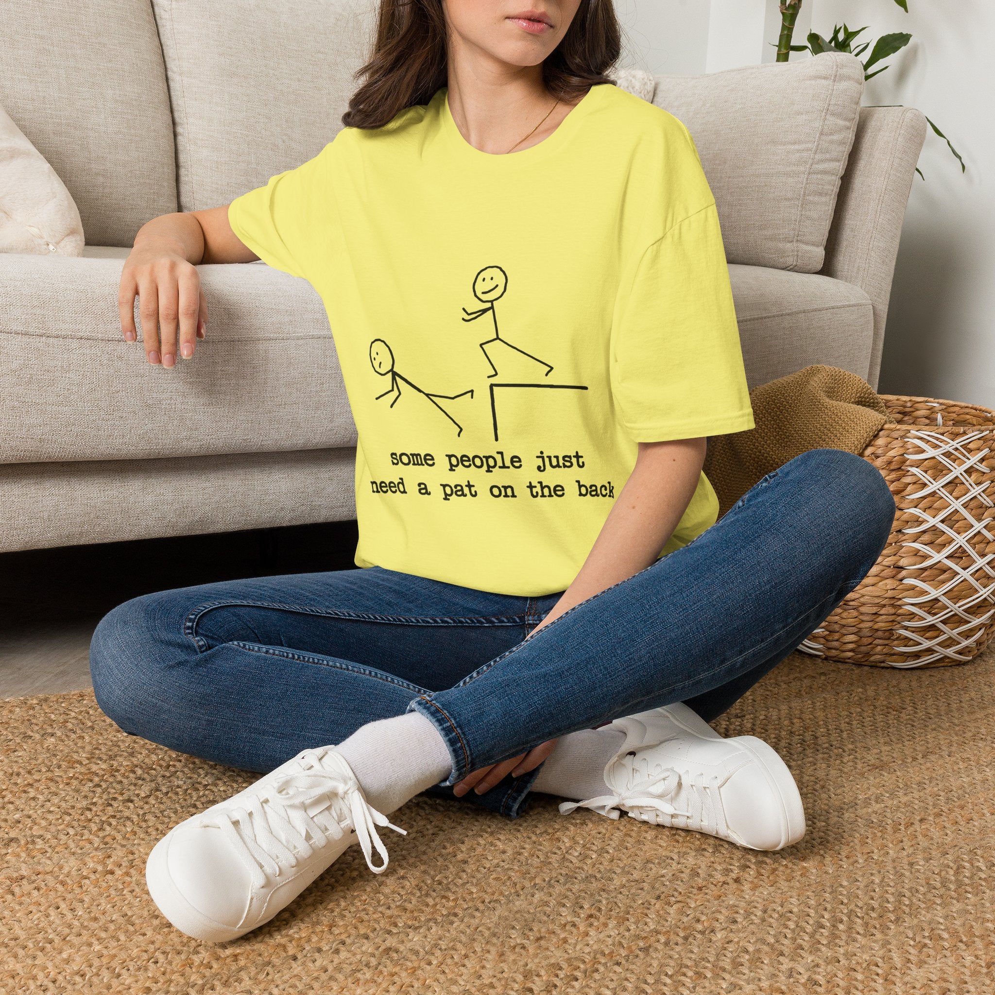 T-Shirt — "Some People Just Need a Pat on the Back" Stick Figure Humor Tee