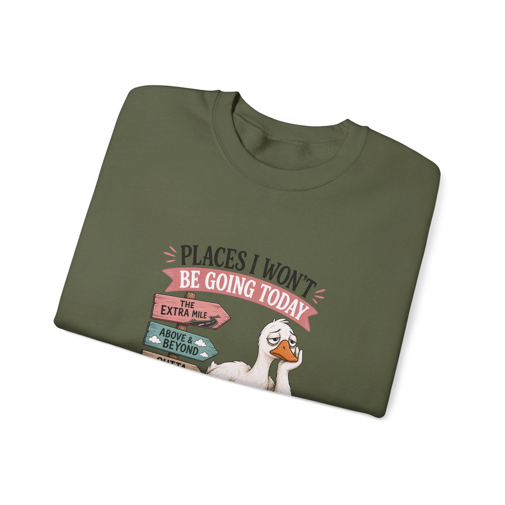 Places I Won't Be Going Today Goose Sweatshirt — Funny Introvert Gift for Her Crewneck