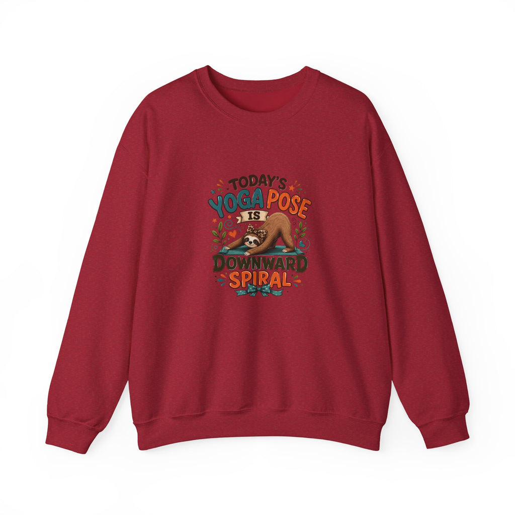 Downward Spiral Sloth Sweatshirt — Funny Lazy Gift for Her Yoga Pose Crewneck