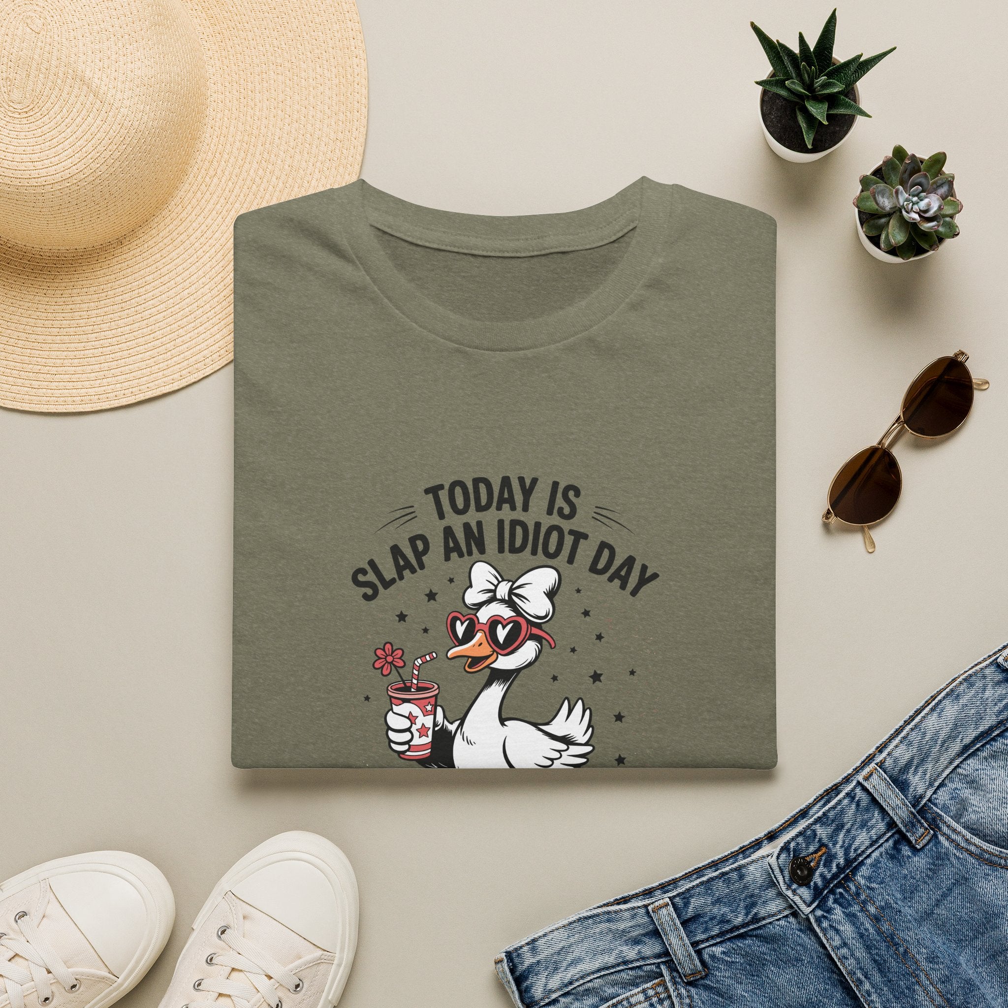 Today Is Slap An Idiot Day Duck T-Shirt — Funny Sarcastic Gift for Her Graphic Tee
