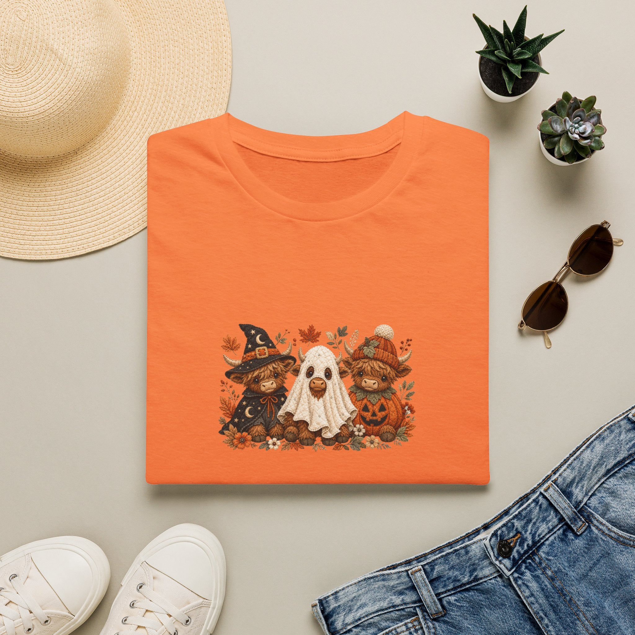 Halloween Cows Trio T-Shirt — Cute Funny Gift for Her Ghost & Pumpkin Fall Tee
