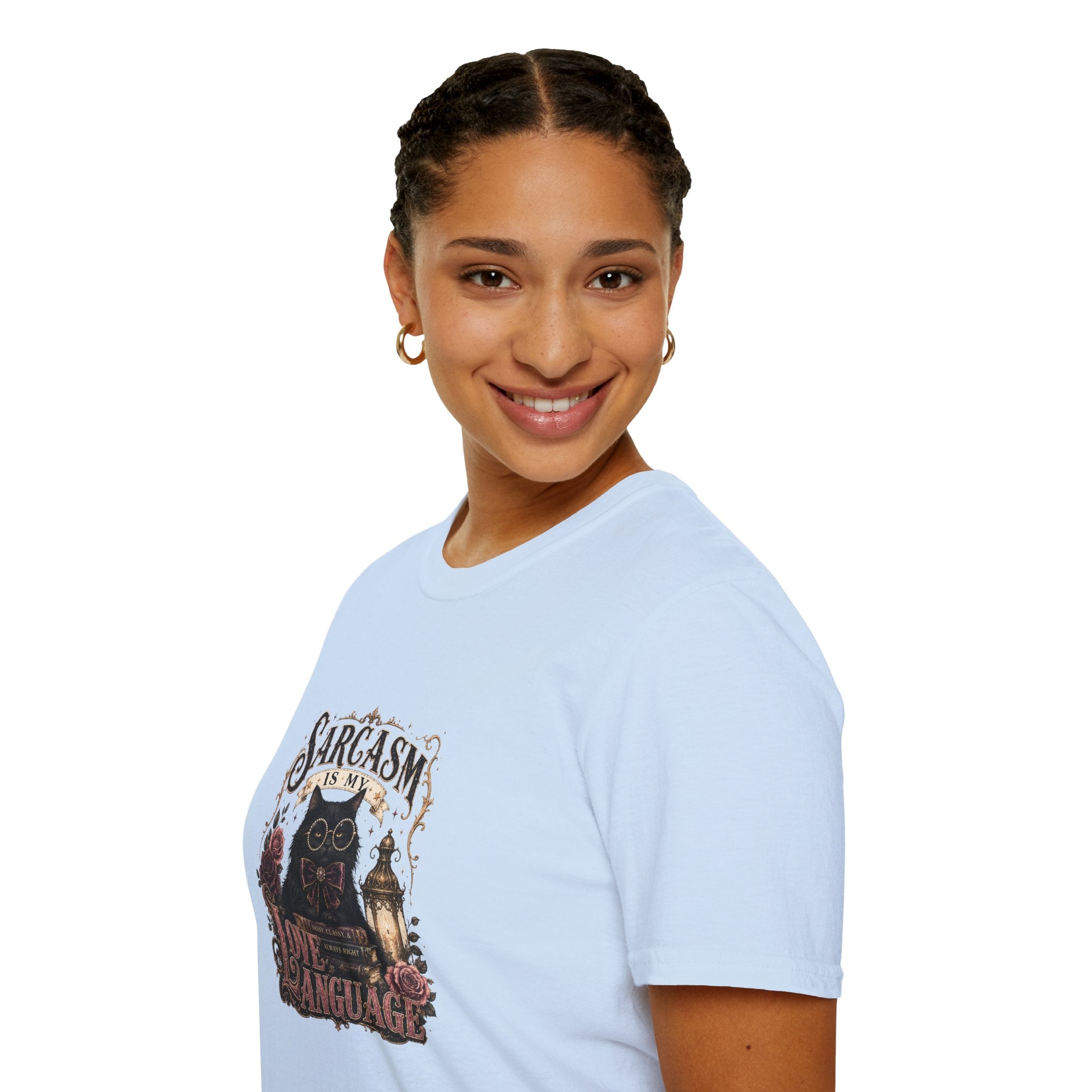 Sarcasm Is My Love Language Cat T-Shirt — Funny Gift for Her Vintage Graphic Tee