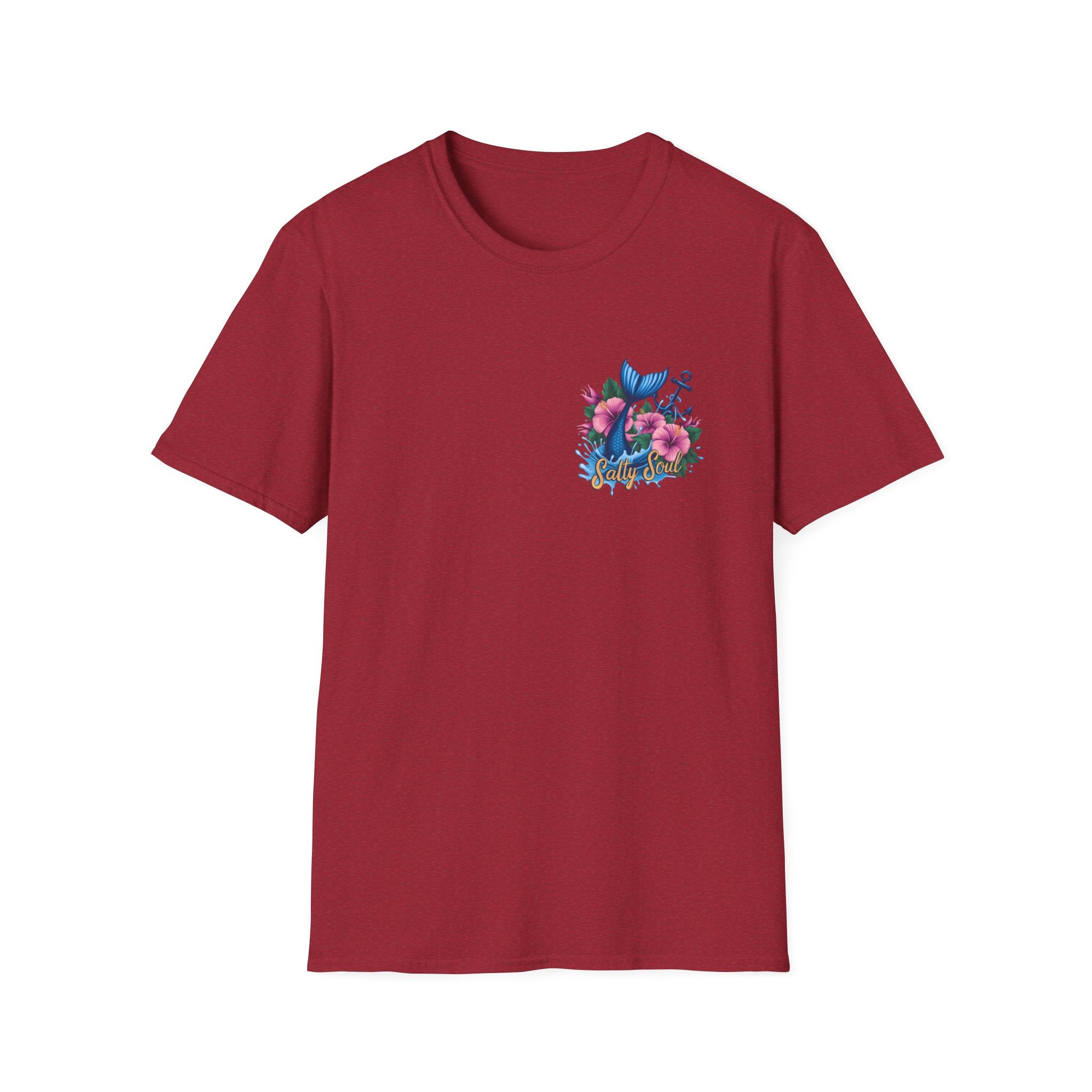 Salty Soul Mermaid Anchor Floral T-Shirt — Cute Beach Gift for Women Nautical Tee