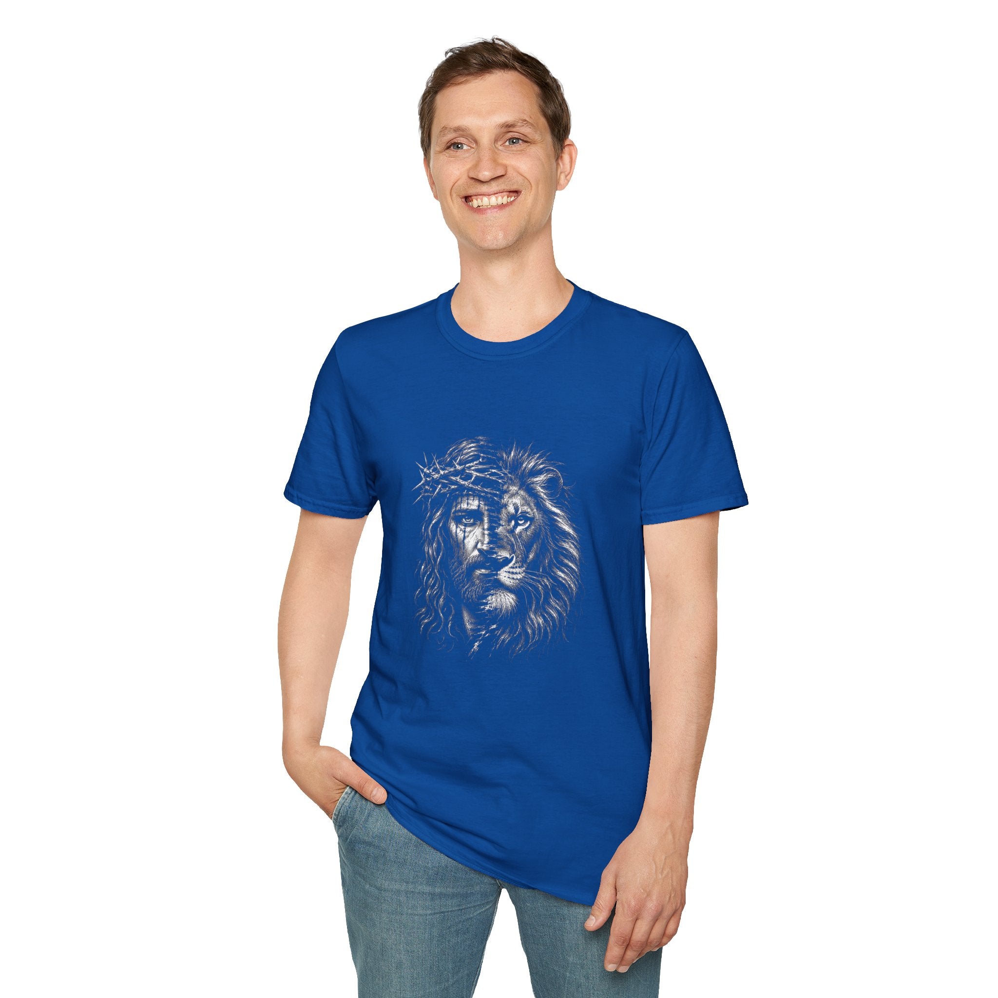 Lion of Judah T-Shirt — Crown of Thorns Half-Face Lion Christian Graphic Tee