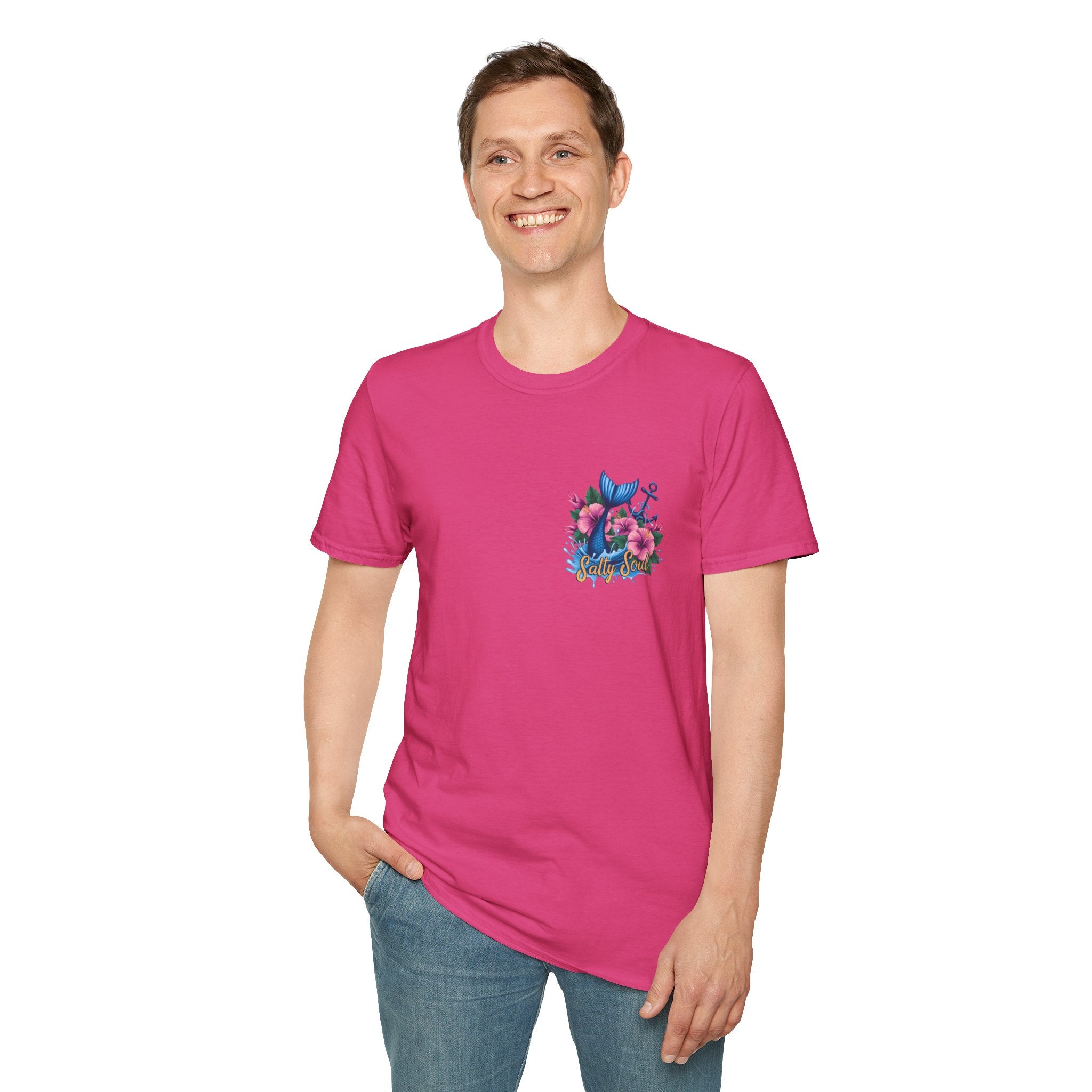Salty Soul Mermaid Anchor Floral T-Shirt — Cute Beach Gift for Women Nautical Tee