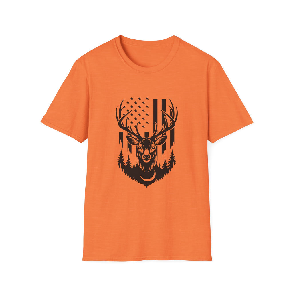 Rustic American Flag Buck T-Shirt — Patriotic Hunting Gift for Men Wildlife Tee