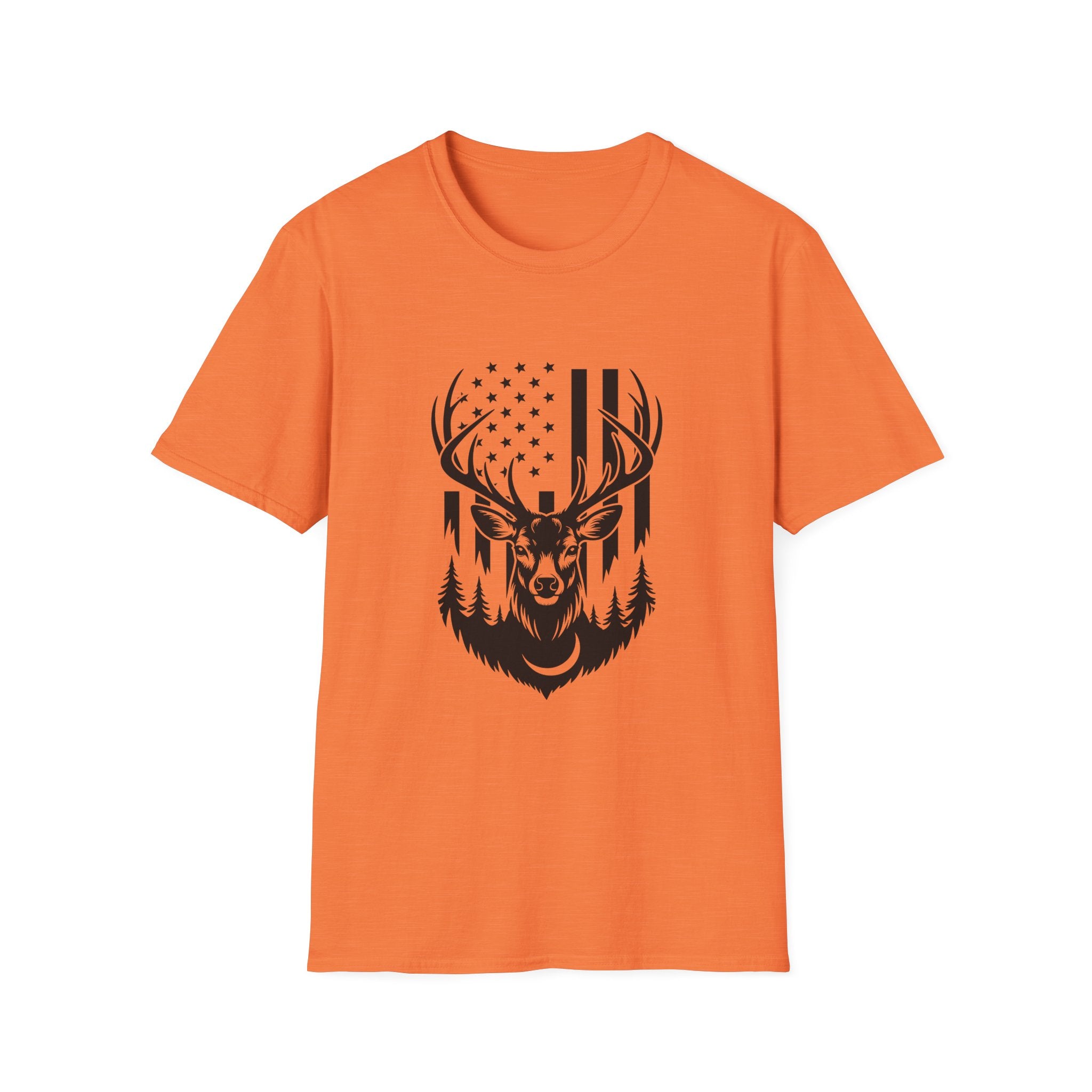 Rustic American Flag Buck T-Shirt — Patriotic Hunting Gift for Men Wildlife Tee