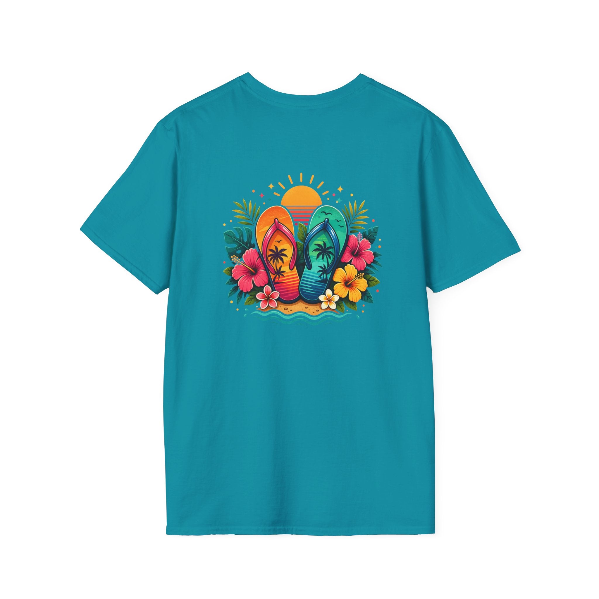 Floral Surf Chest Print T-Shirt — Cute Beach Gift for Women Graphic Tee