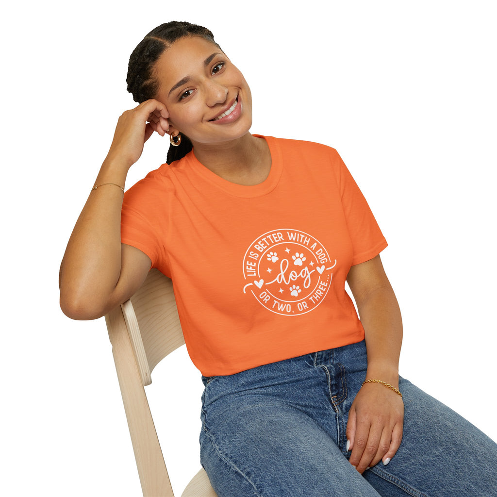 Life Is Better With a Dog T-Shirt — Funny Dog Lover Gift for Women Paw Print Tee