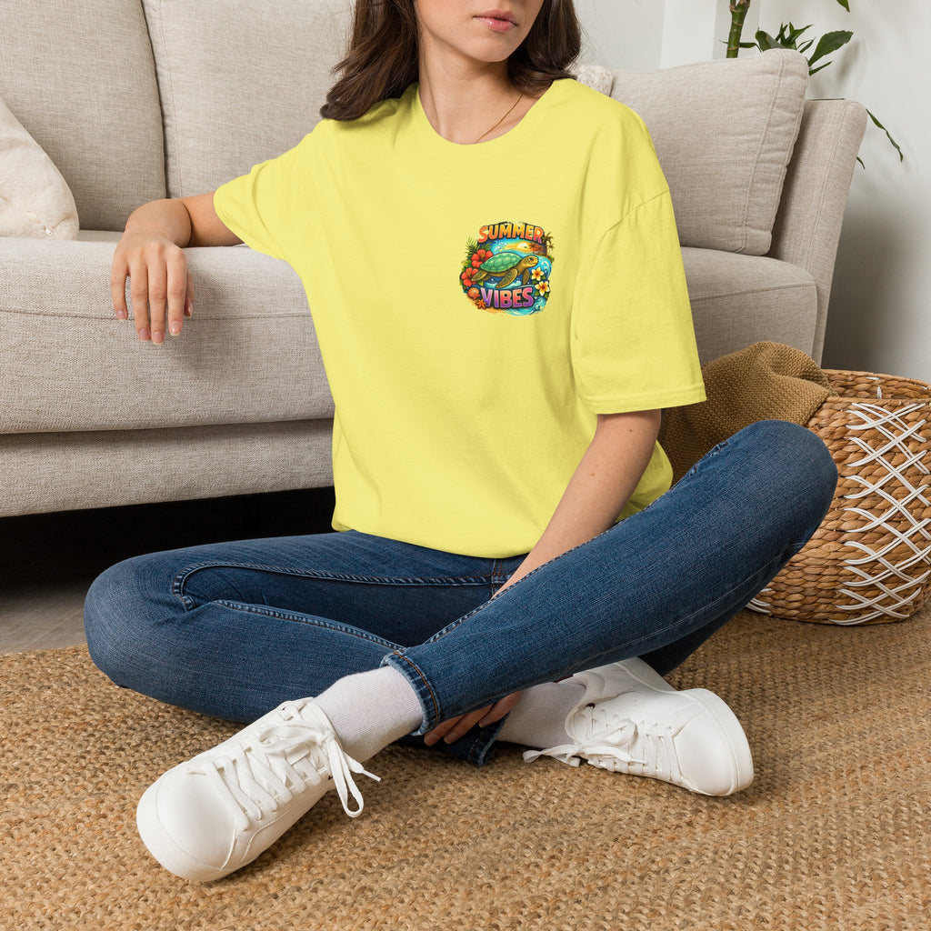 Summer Vibes Sea Turtle T-Shirt — Cute Beach Gift for Women Surf Floral Graphic Tee