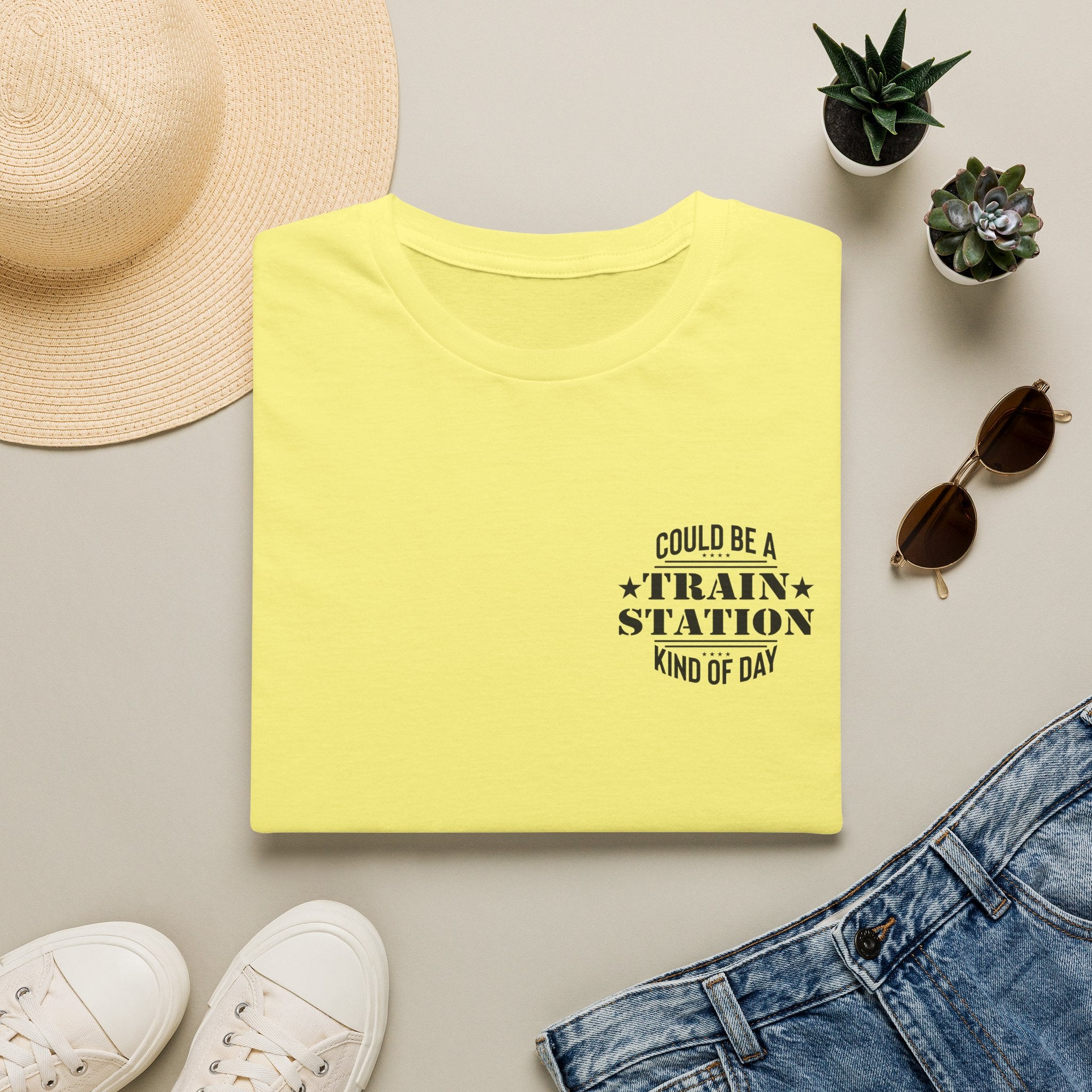 Could Be a Train Station Kind of Day T-Shirt — Funny Sarcastic Gift for Her Pocket Tee