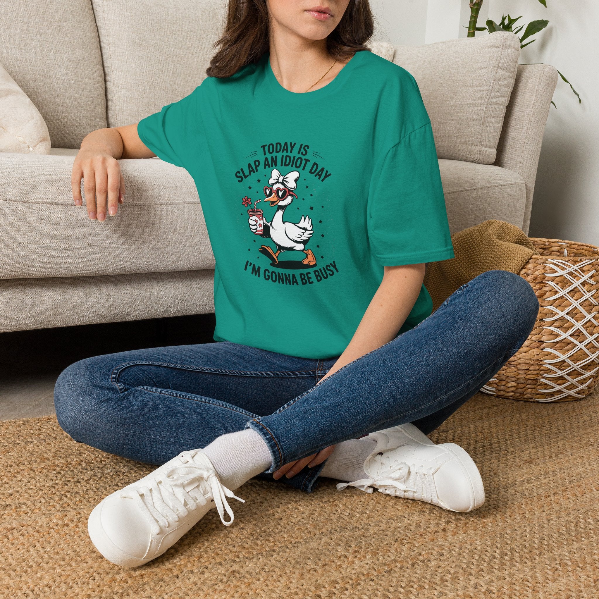 Today Is Slap An Idiot Day Duck T-Shirt — Funny Sarcastic Gift for Her Graphic Tee