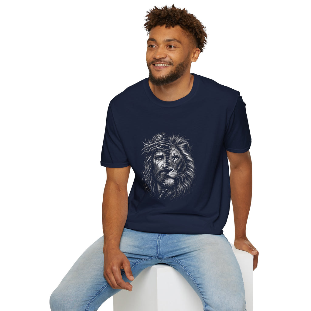 Lion of Judah T-Shirt — Crown of Thorns Half-Face Lion Christian Graphic Tee