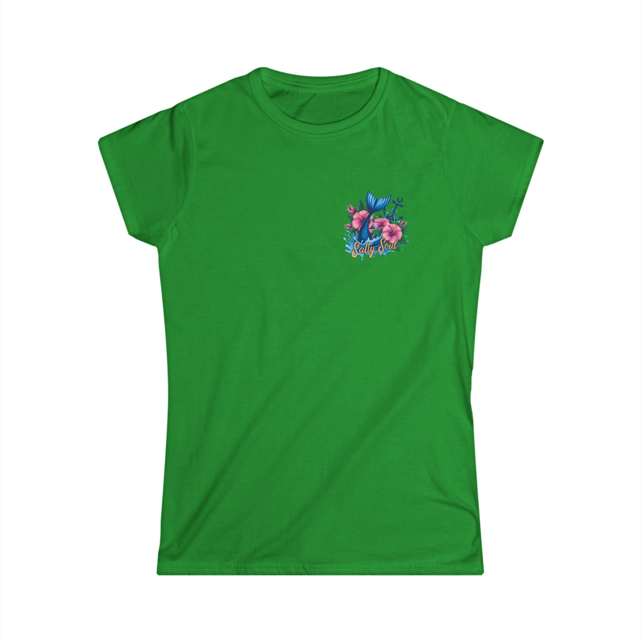 Salty Soul Floral Anchor Beach T-Shirt — Cute Nautical Gift for Women Graphic Tee