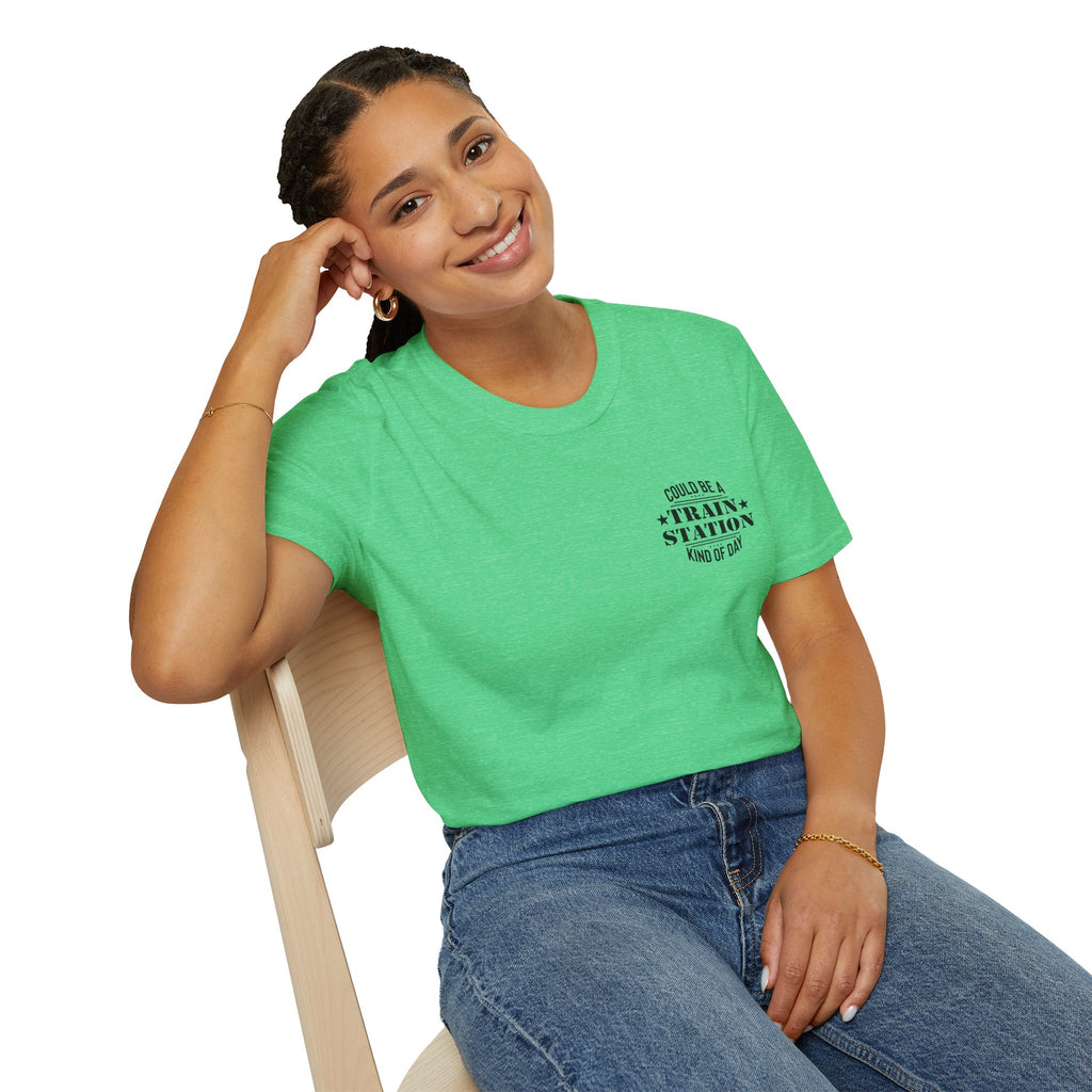 Could Be a Train Station Kind of Day T-Shirt — Funny Sarcastic Gift for Her Pocket Tee