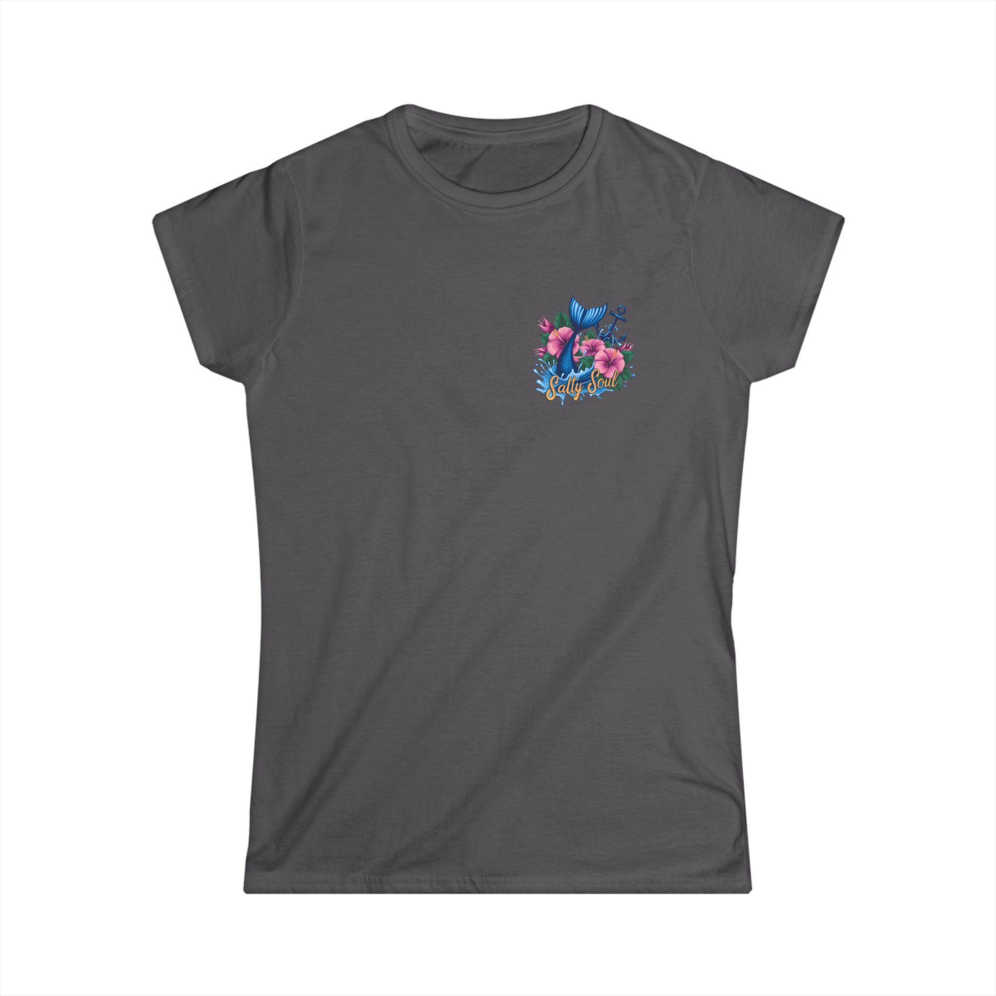 Salty Soul Floral Anchor Beach T-Shirt — Cute Nautical Gift for Women Graphic Tee