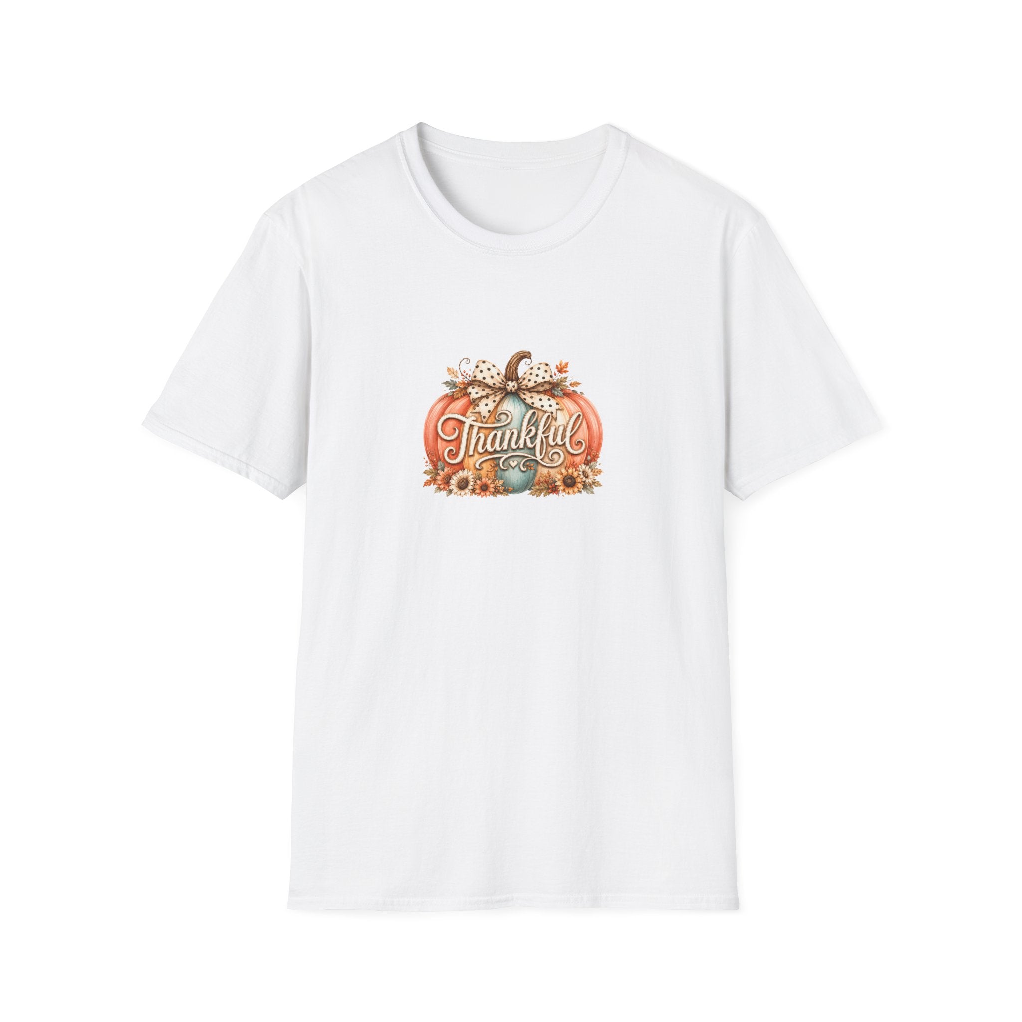 Thankful Pumpkin T-Shirt — Cute Fall Thanksgiving Gift for Women Graphic Tee
