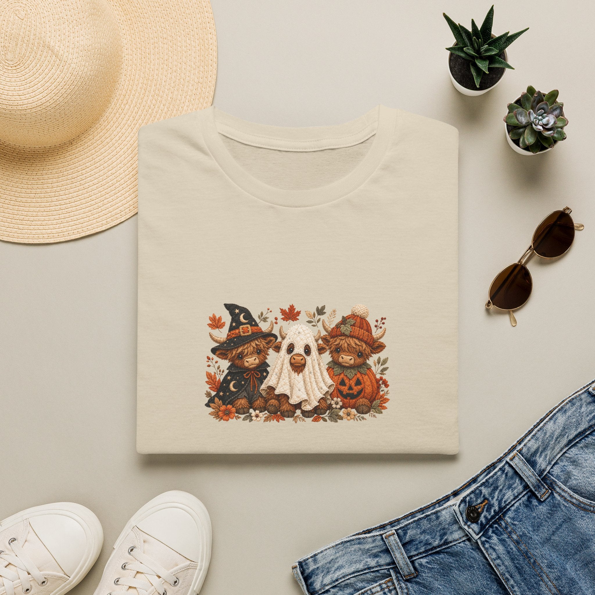 Halloween Cows Trio T-Shirt — Cute Funny Gift for Her Ghost & Pumpkin Fall Tee