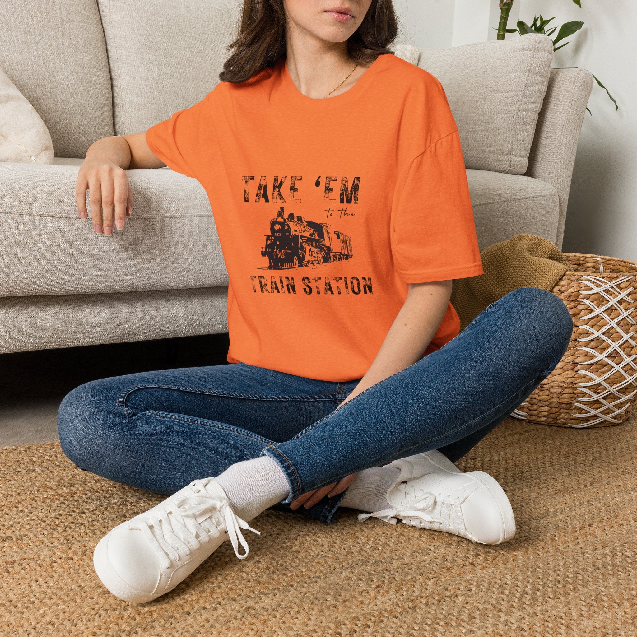 Take 'Em to the Train Station T-Shirt — Funny Sarcastic Gift Vintage Engine Graphic Tee