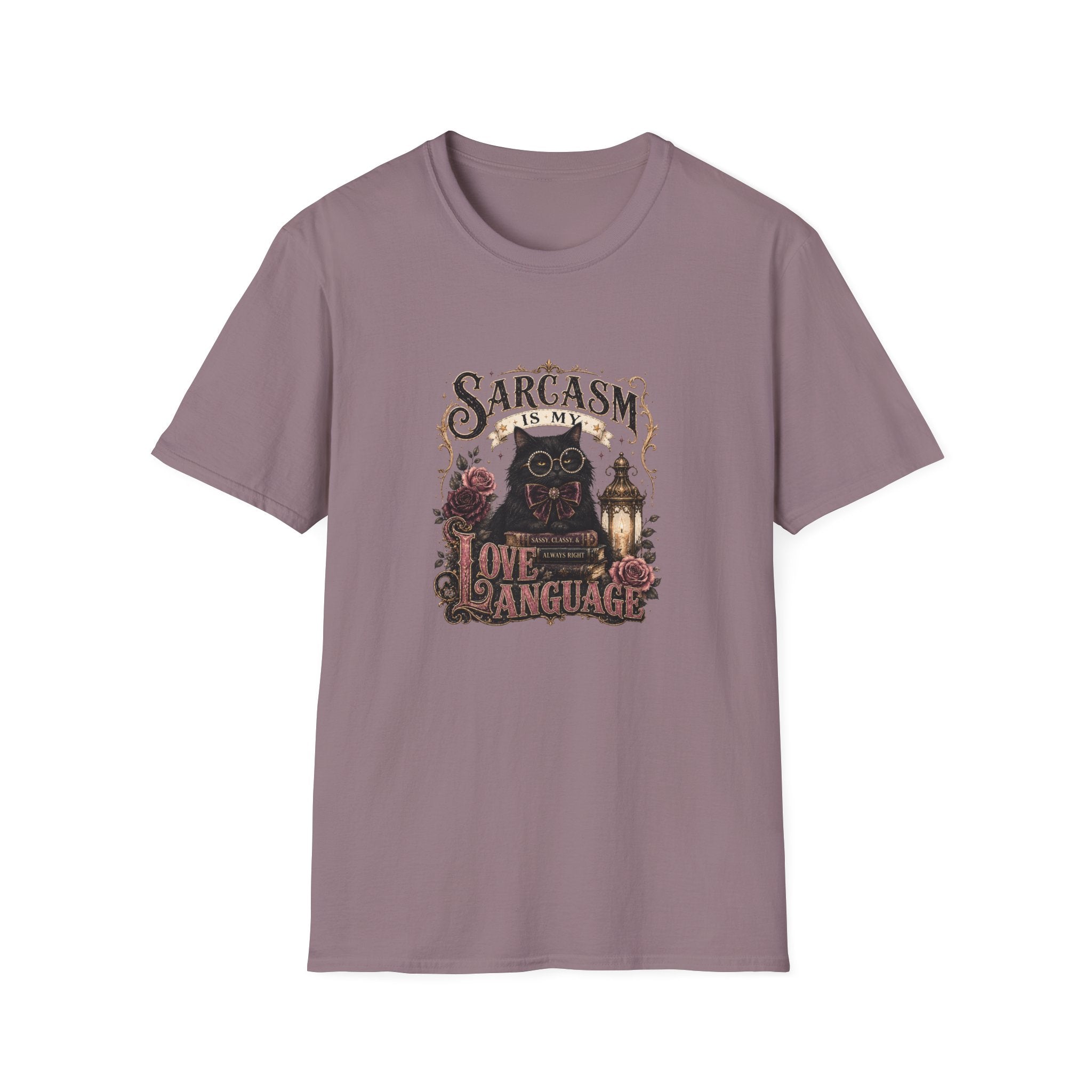 Sarcasm Is My Love Language Cat T-Shirt — Funny Gift for Her Vintage Graphic Tee