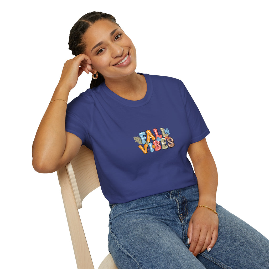 Fall Vibes Colorful Autumn T-Shirt — Cute Fall Gift for Women Graphic Tee