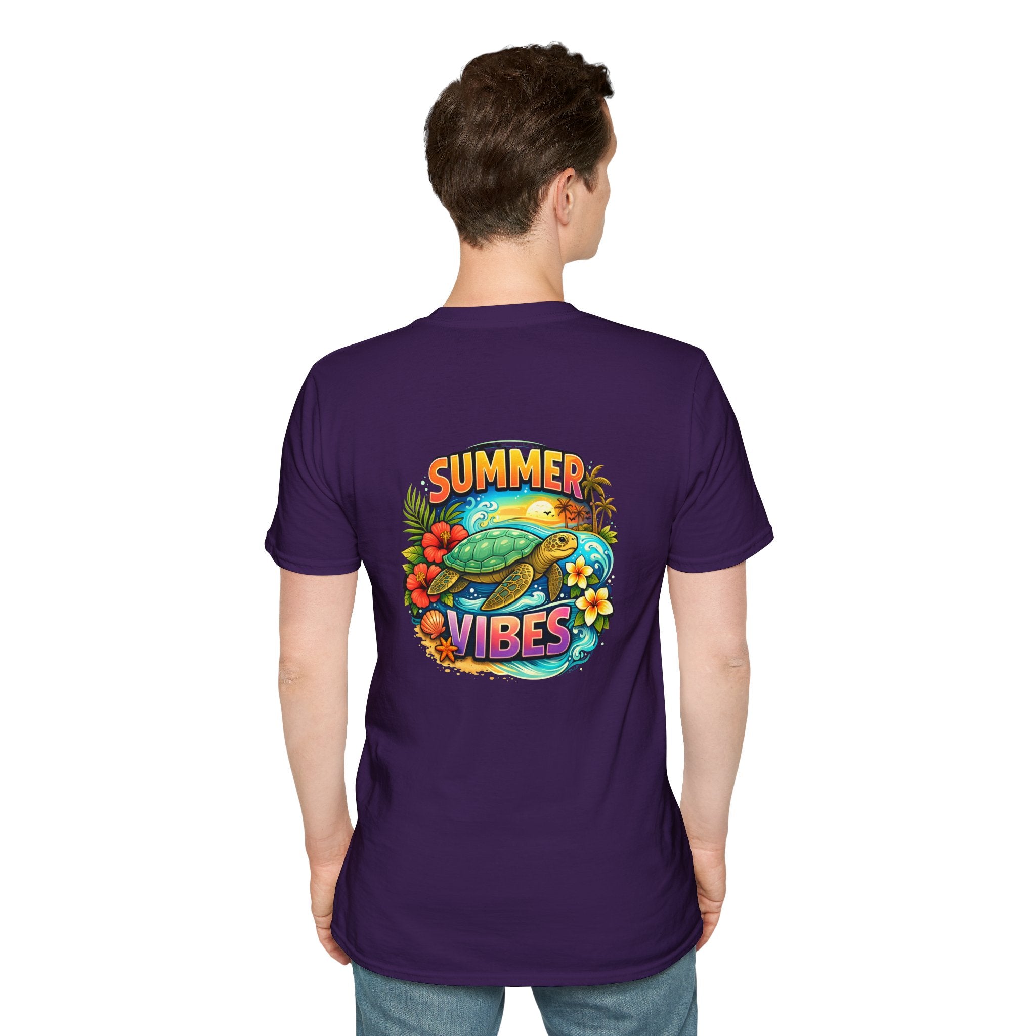 Summer Vibes Sea Turtle T-Shirt — Cute Beach Gift for Women Surf Floral Graphic Tee