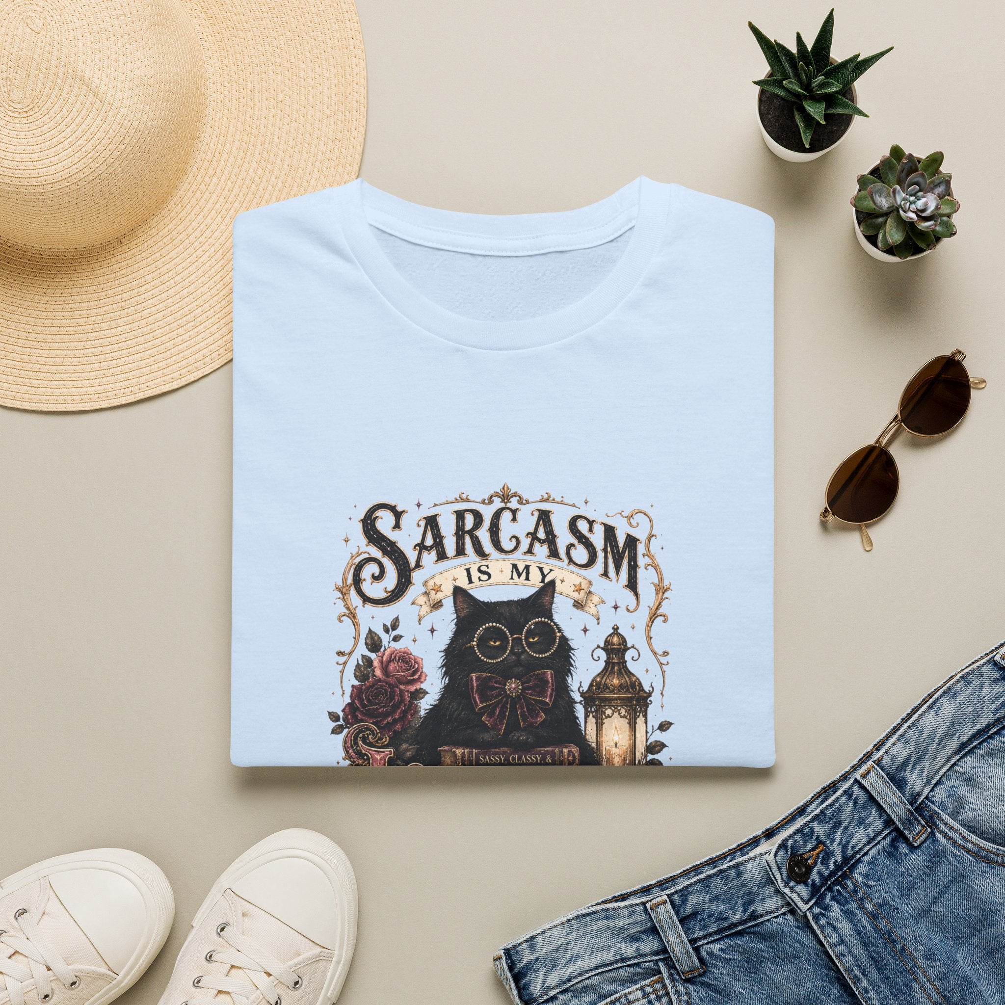 Sarcasm Is My Love Language Cat T-Shirt — Funny Gift for Her Vintage Graphic Tee